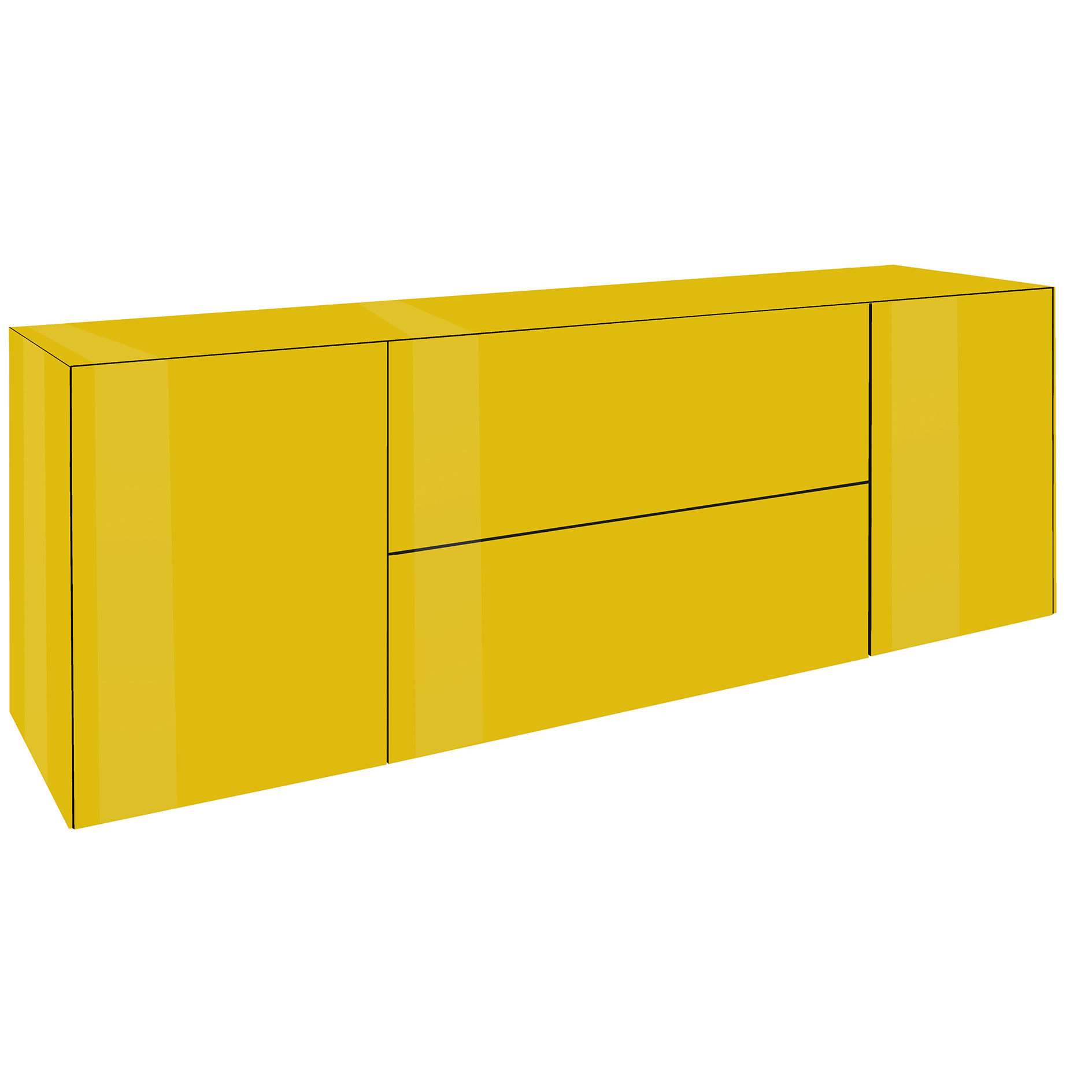 TV-Lowboard - goldgelb - mit Glas - in 3 Varianten montierbar