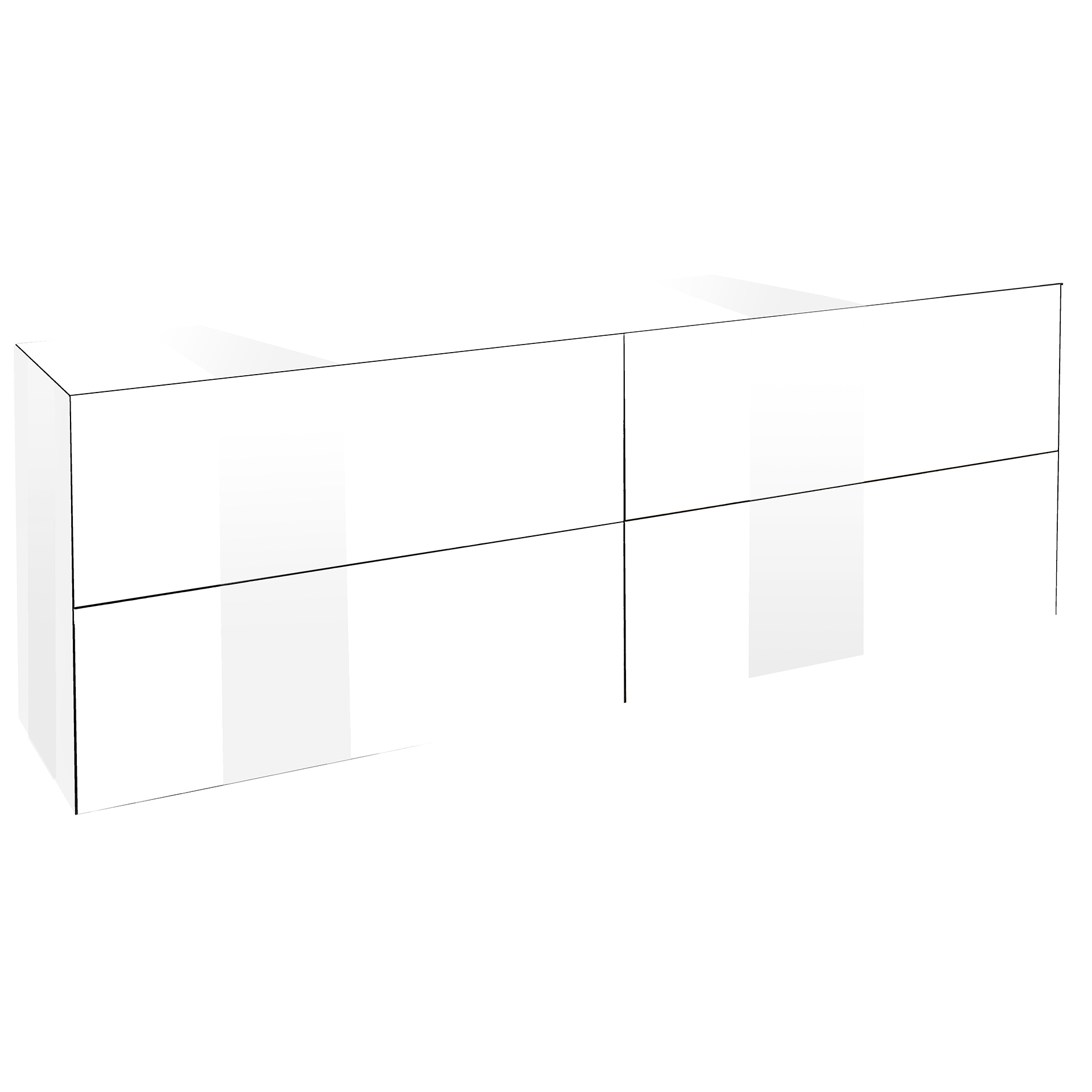 TV-Lowboard - ice white - mit Glas - 2 Schubkästen - 2 Klappen
