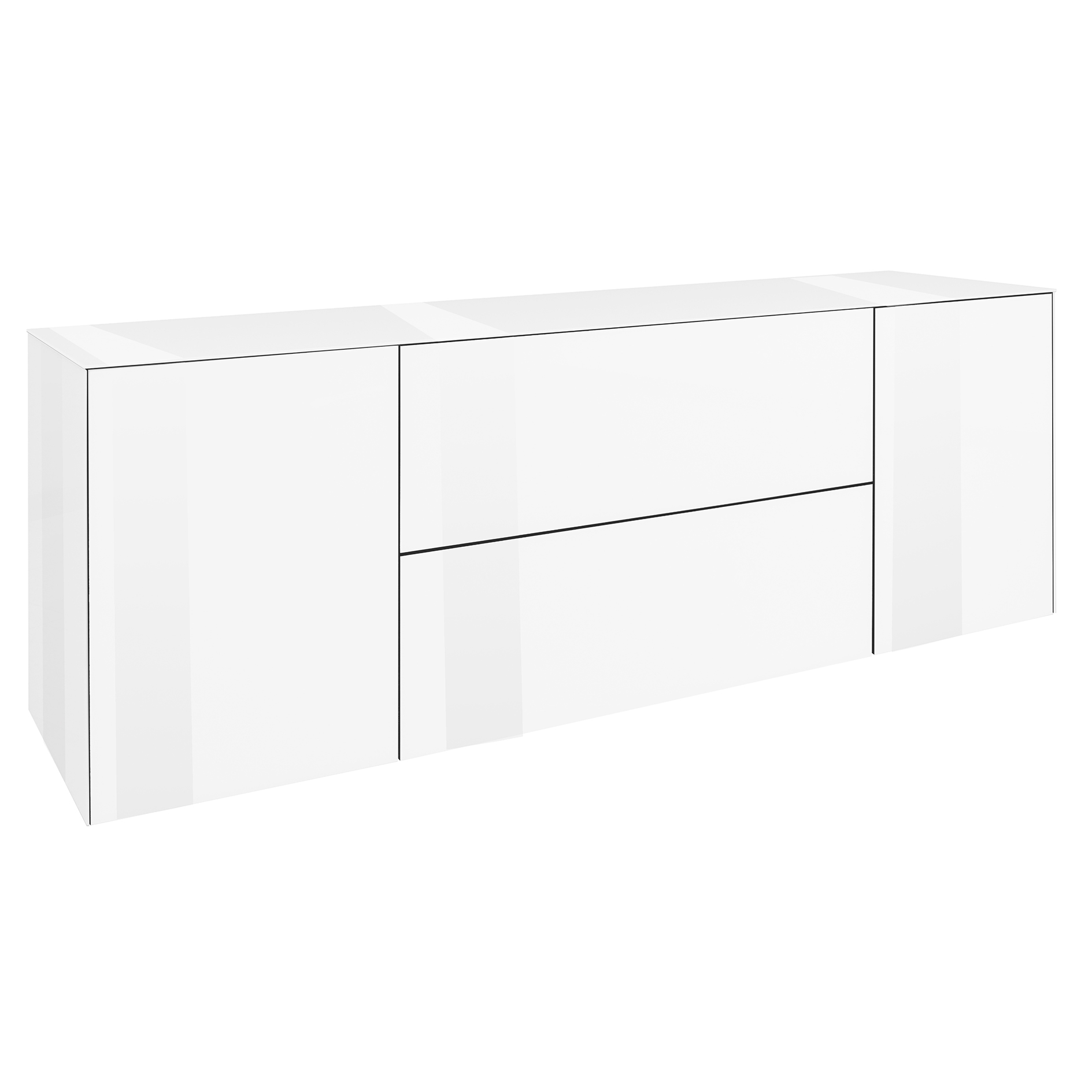 TV-Lowboard - ice white - mit Glas - in 3 Varianten montierbar