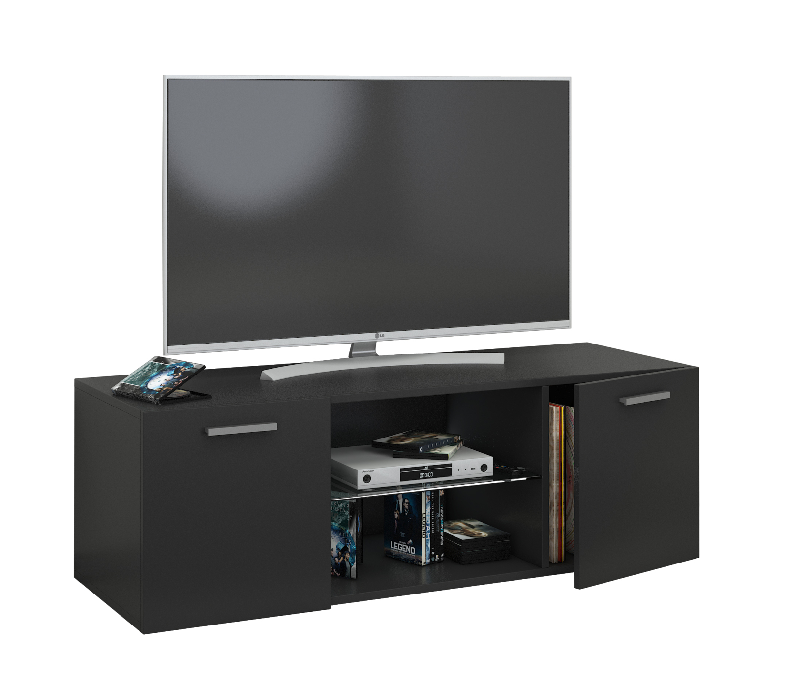 TV-Lowboard JUSA - schwarz - 2 Türen - 115 cm breit
