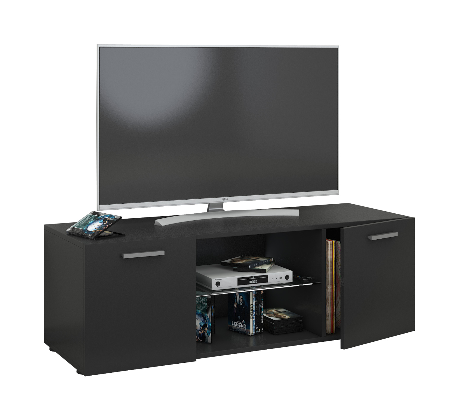 TV-Lowboard LOWINA - schwarz matt - 115 cm breit
