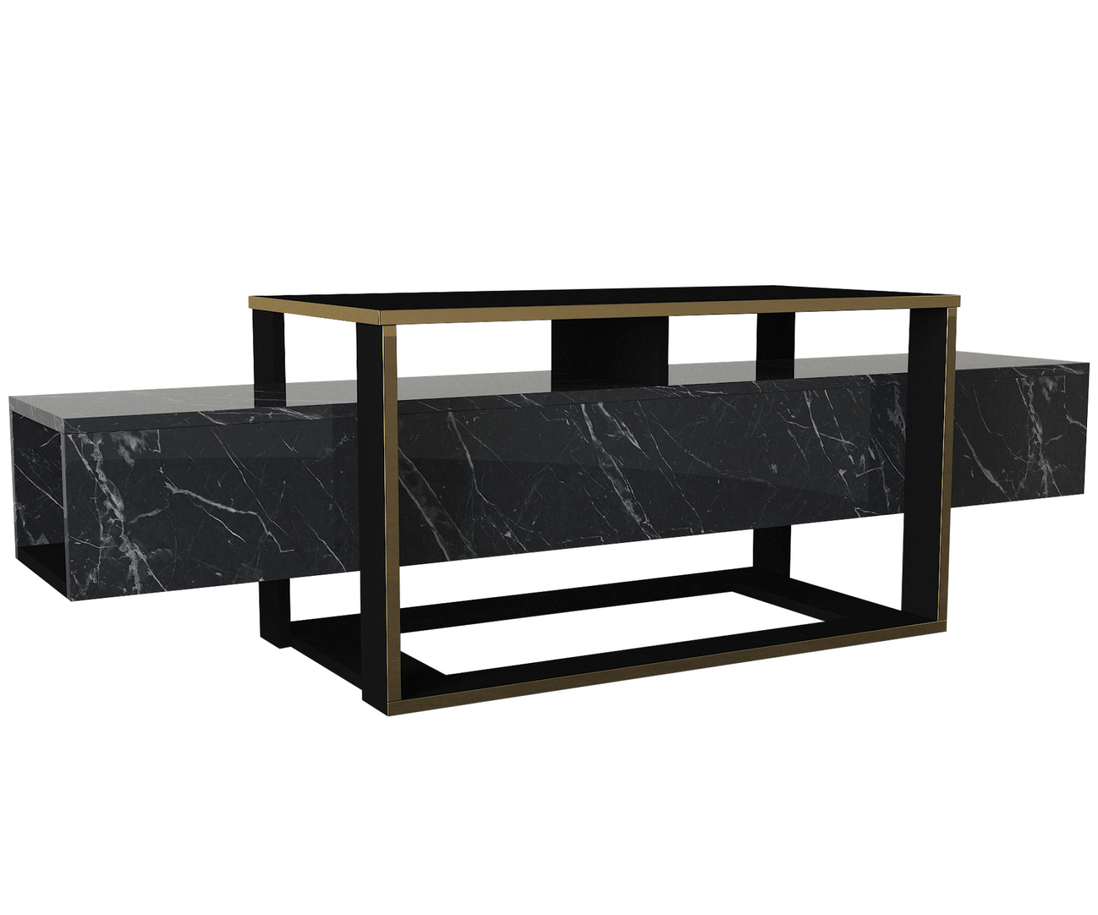 TV-Lowboard - Marmor-schwarz - 160 cm