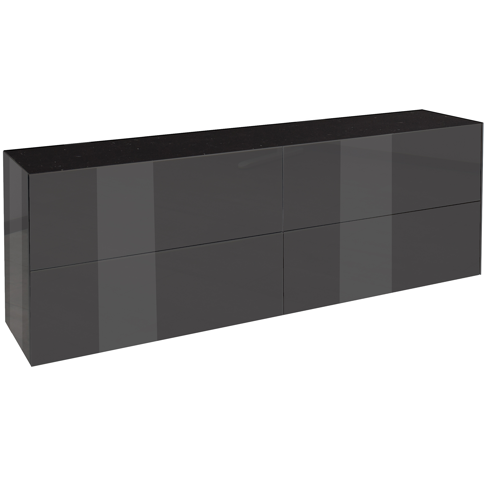 TV-Lowboard mit Wendeplatte - anthrazit - Keramikoptik - Glasfront
