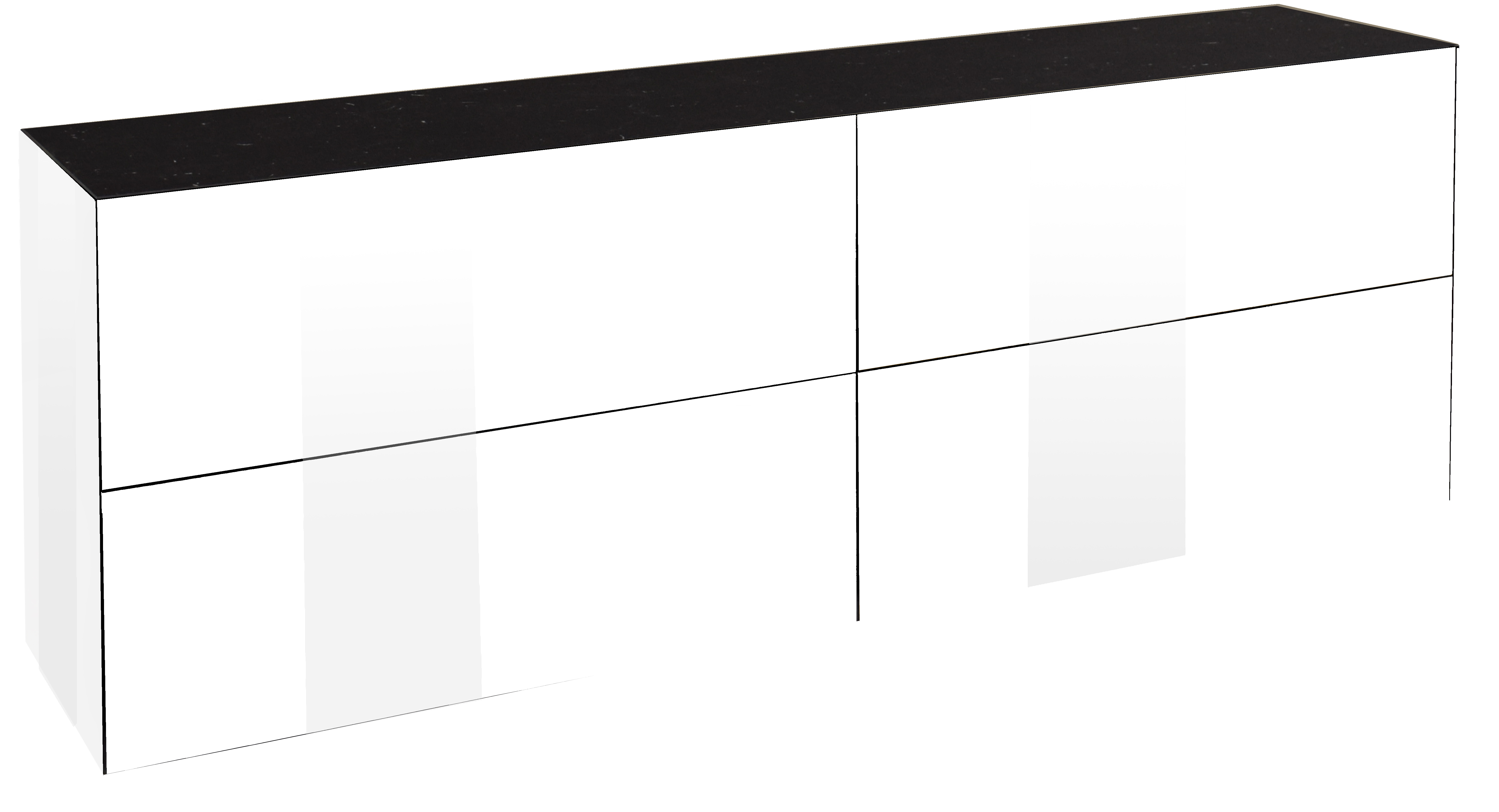 TV-Lowboard mit Wendeplatte - ice white - Keramikoptik - Glasfront