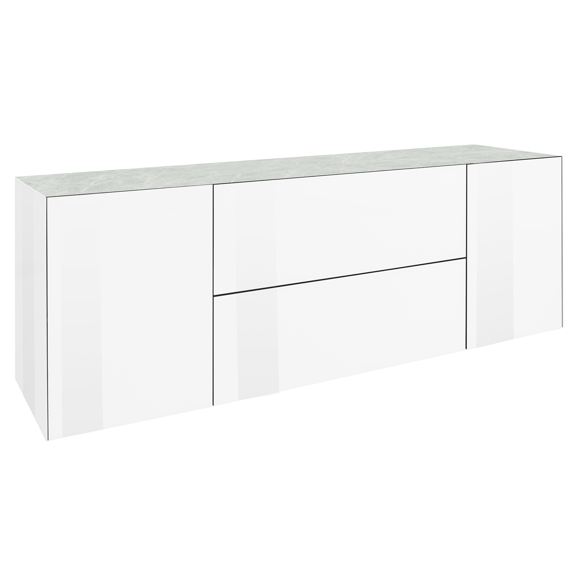 TV-Lowboard mit Wendeplatte - ice white - Keramikoptik - in 3 Varianten montierbar