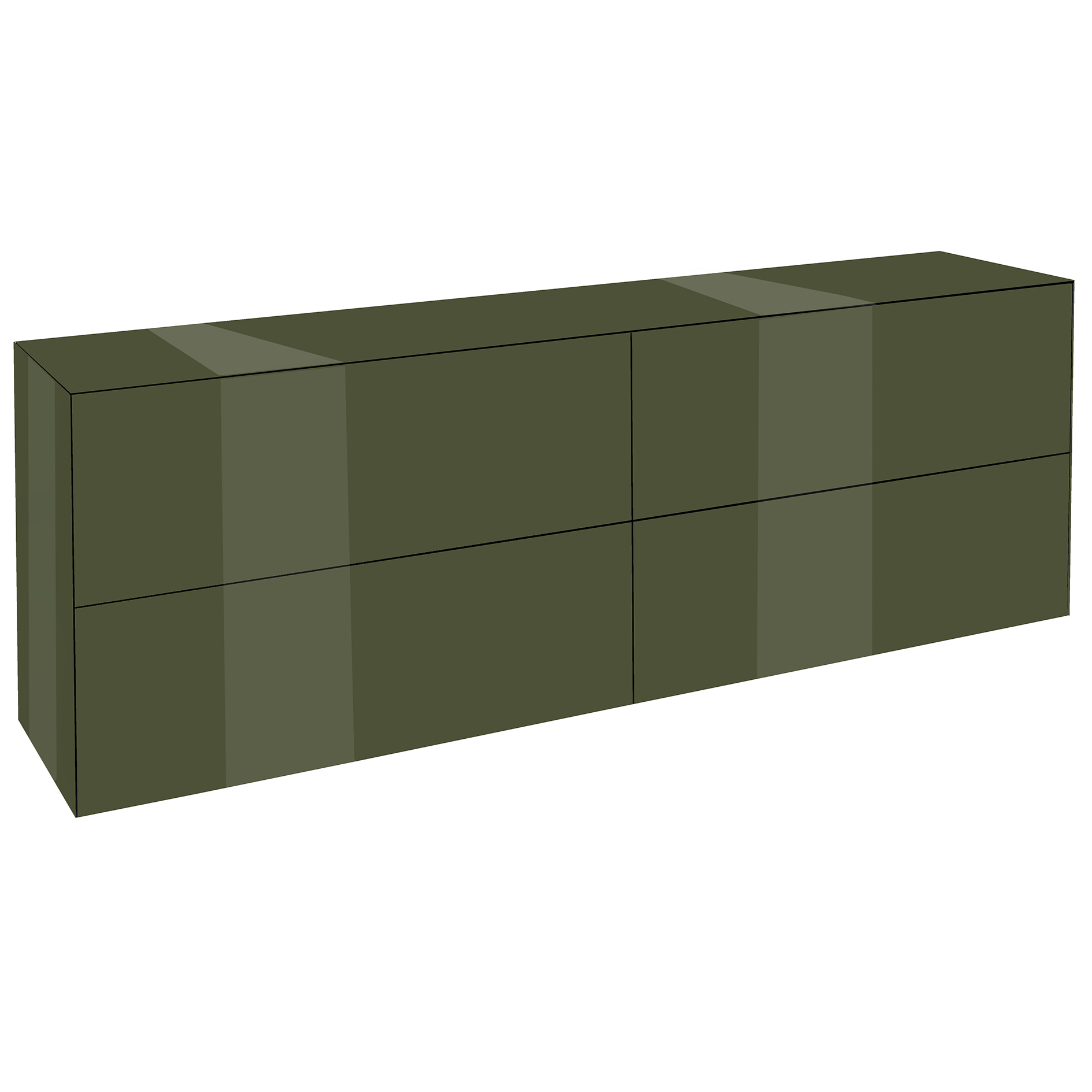 TV-Lowboard - olivgrün - mit Glas - 2 Schubkästen - 2 Klappen