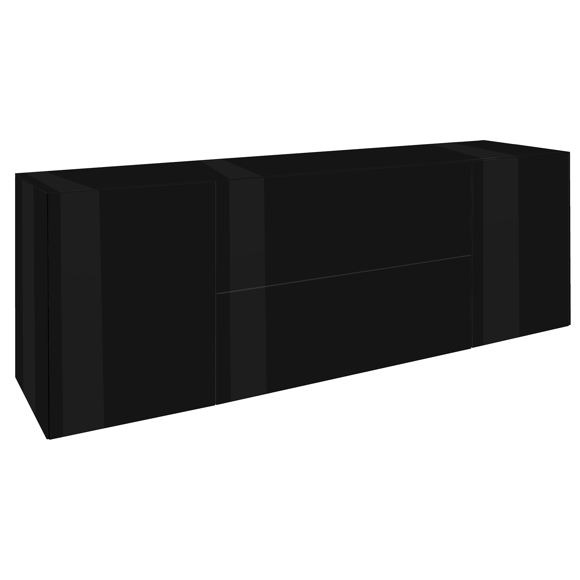 TV-Lowboard - schwarz - mit Glas - in 3 Varianten montierbar