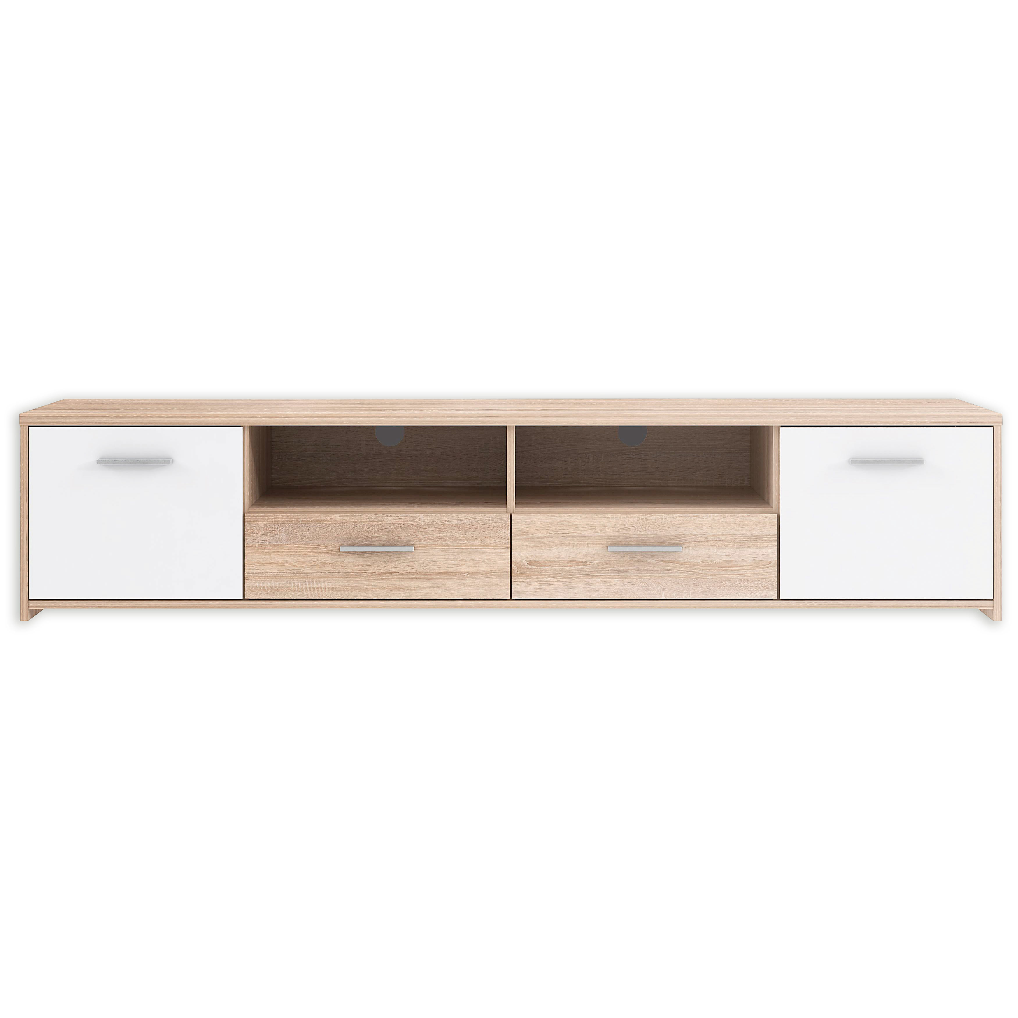 TV-Lowboard - Sonoma Eiche - weiß - 181 cm breit