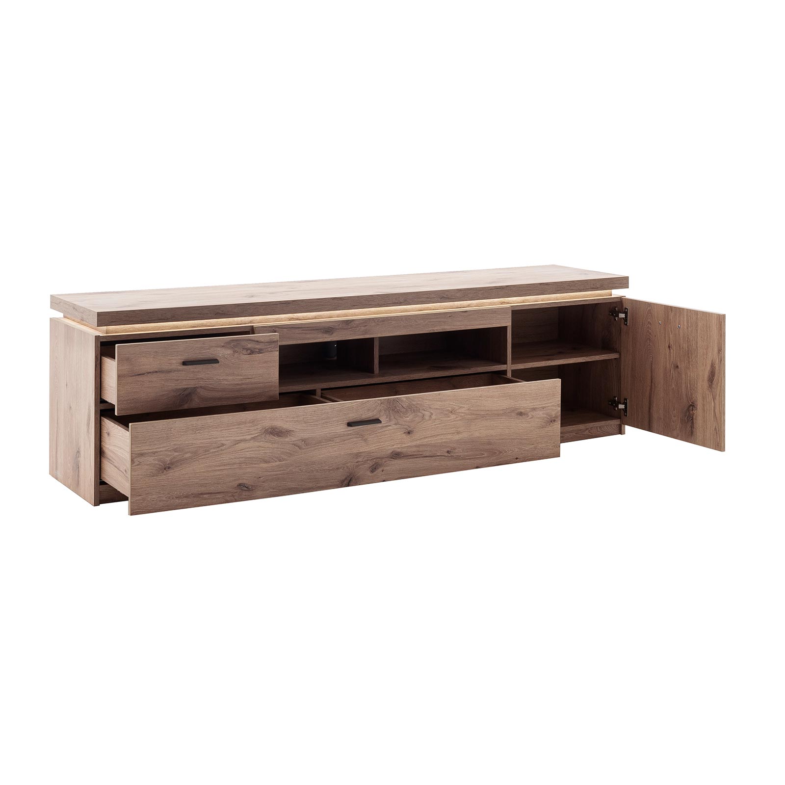 TV-Lowboard - Viking Oak - LED-Beleuchtung - 196 cm