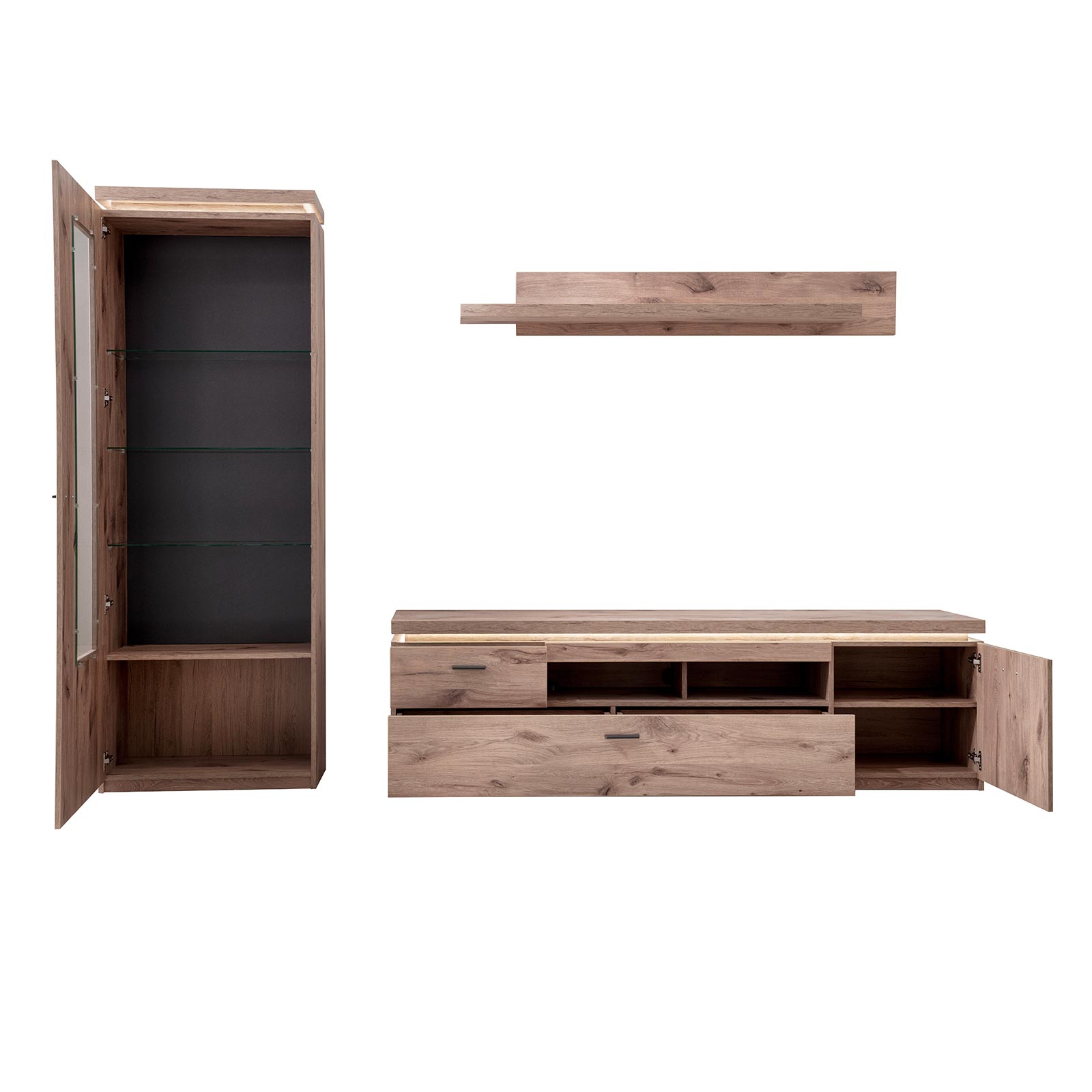 TV-Lowboard - Viking Oak - LED-Beleuchtung - 196 cm