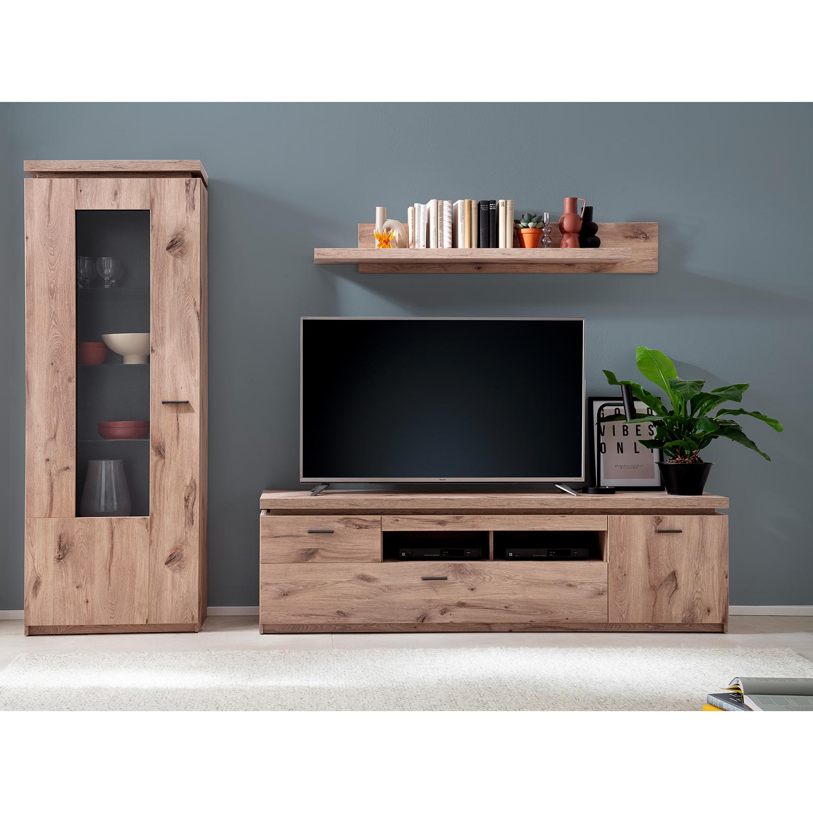TV-Lowboard - Viking Oak - LED-Beleuchtung - 196 cm