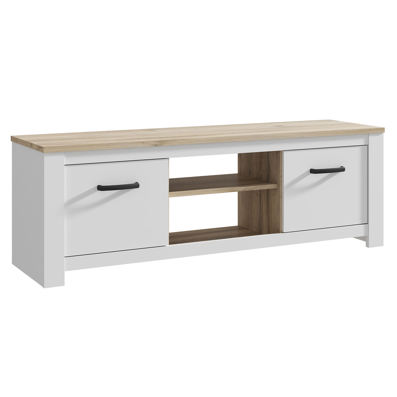TV-Lowboard - weiß-bianco Eiche - 161 cm
