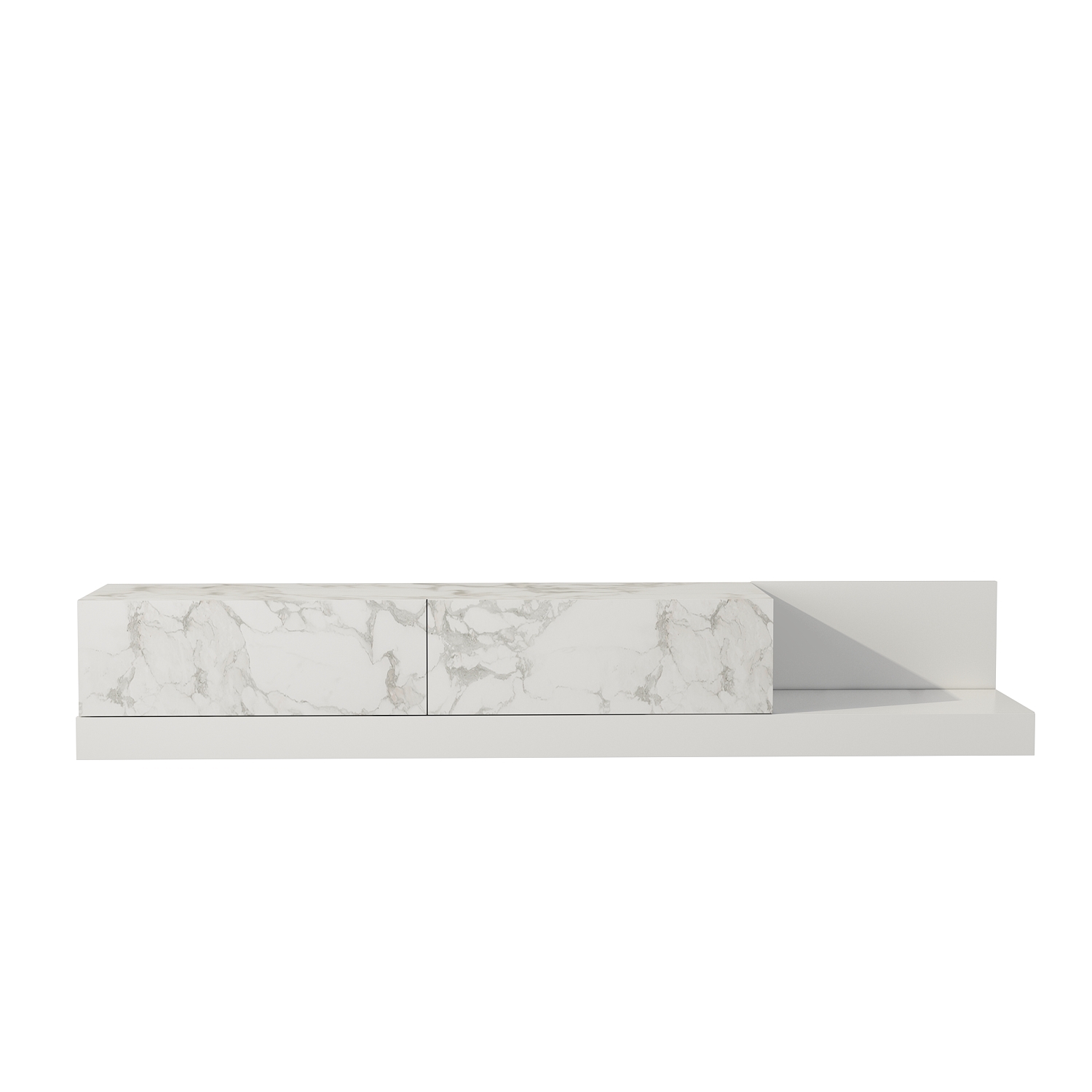 TV-Lowboard - weiß - Marmoroptik - 180 cm