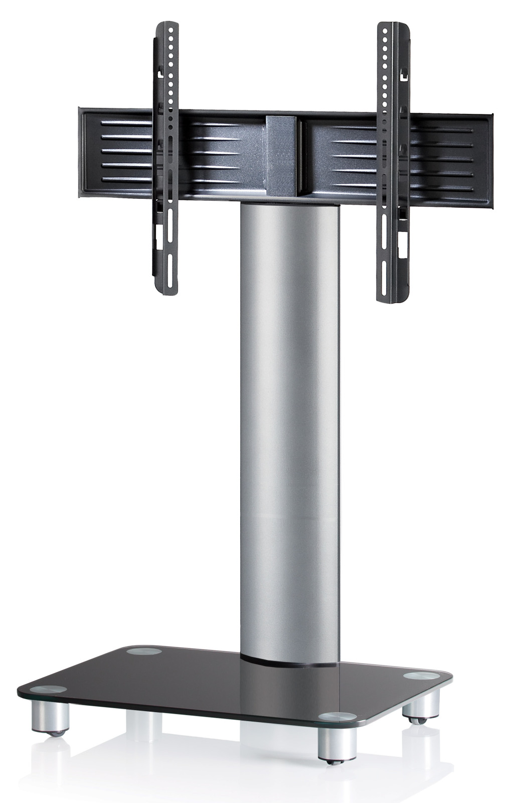 TV-Rack - silber - Schwarzglas - schwenkbar - für 32-70 Zoll - 60 cm breit