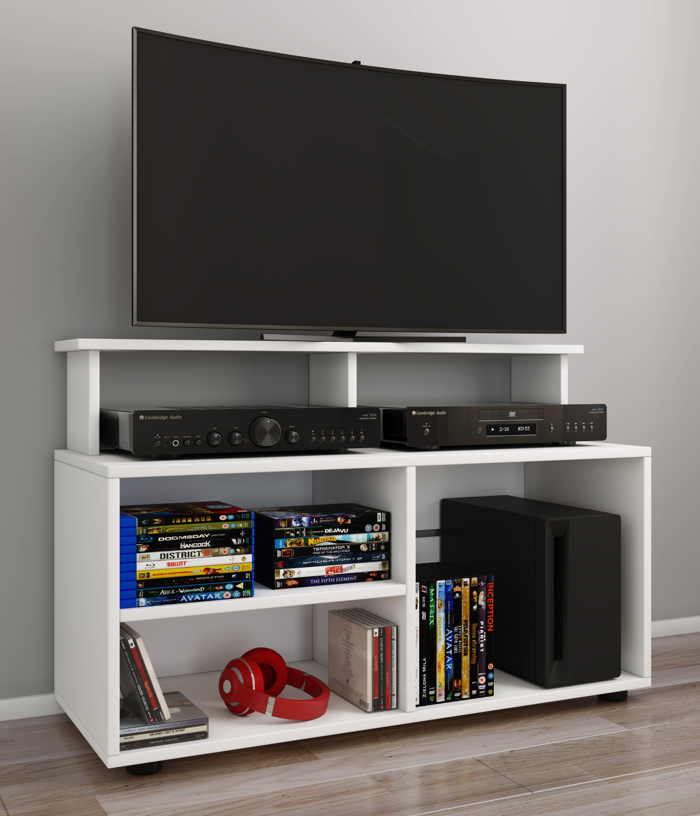 TV-Schrank BALANISA - weiß - 5 Fächer - 59x90x36 cm