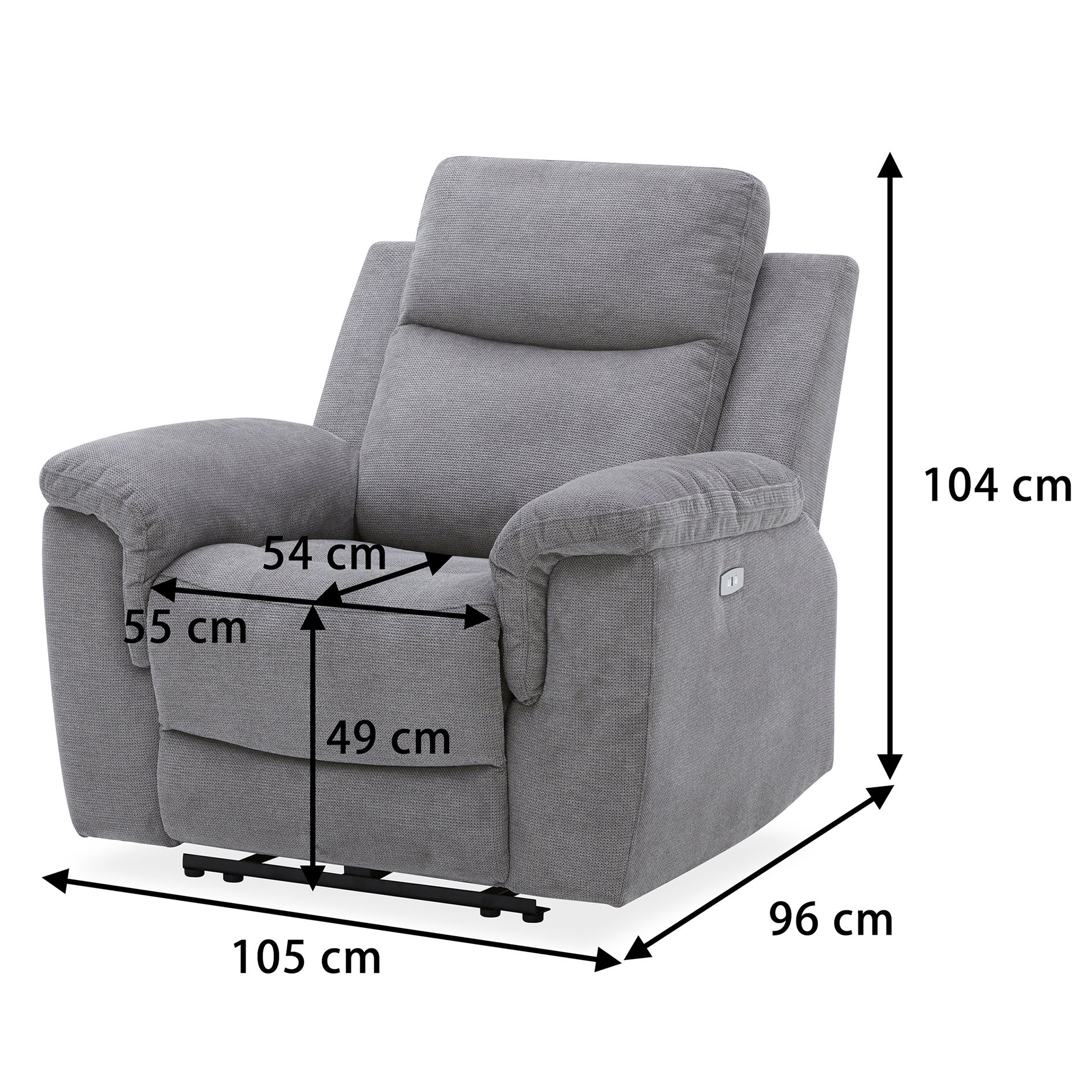 TV-Sessel - dunkelgrau - Webstoff - mit Relaxfunktion