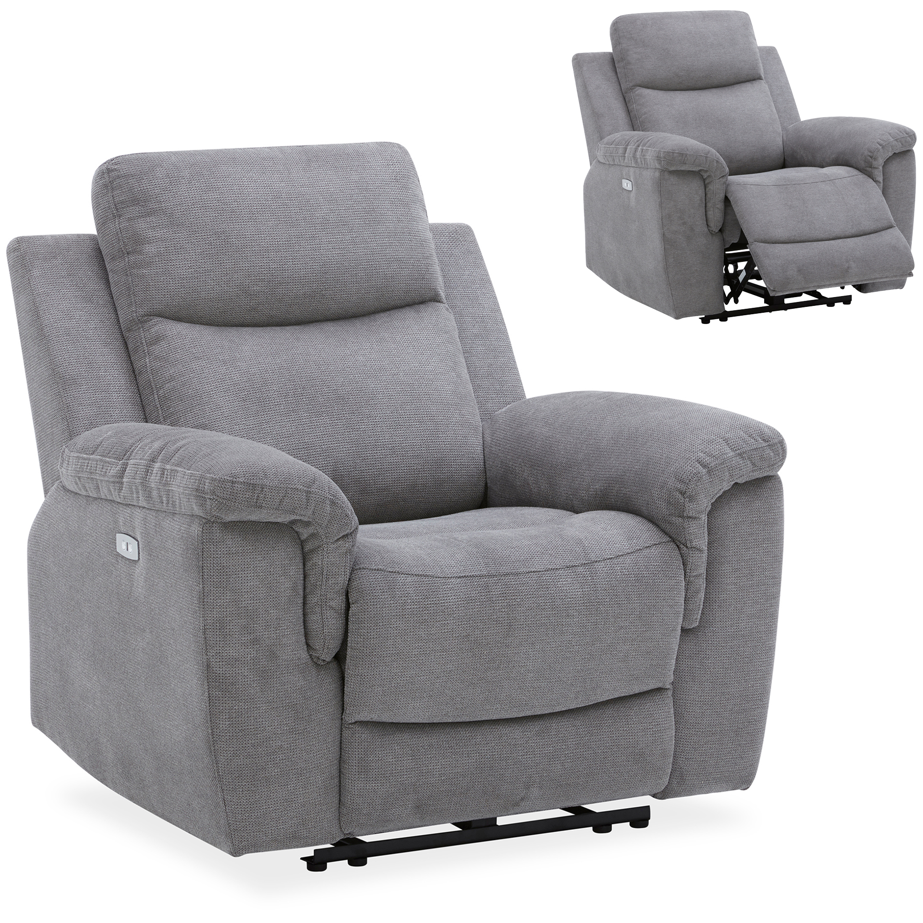 TV-Sessel - dunkelgrau - Webstoff - mit Relaxfunktion