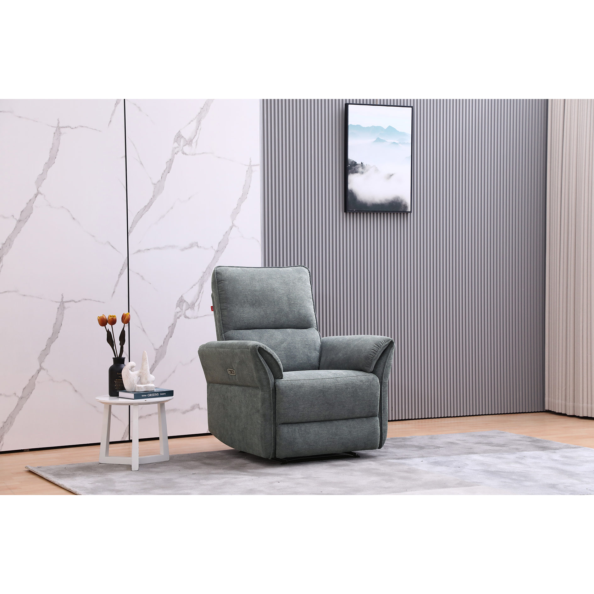 TV-Sessel - grau-blau - Federkern - elektrische Relaxfunktion
