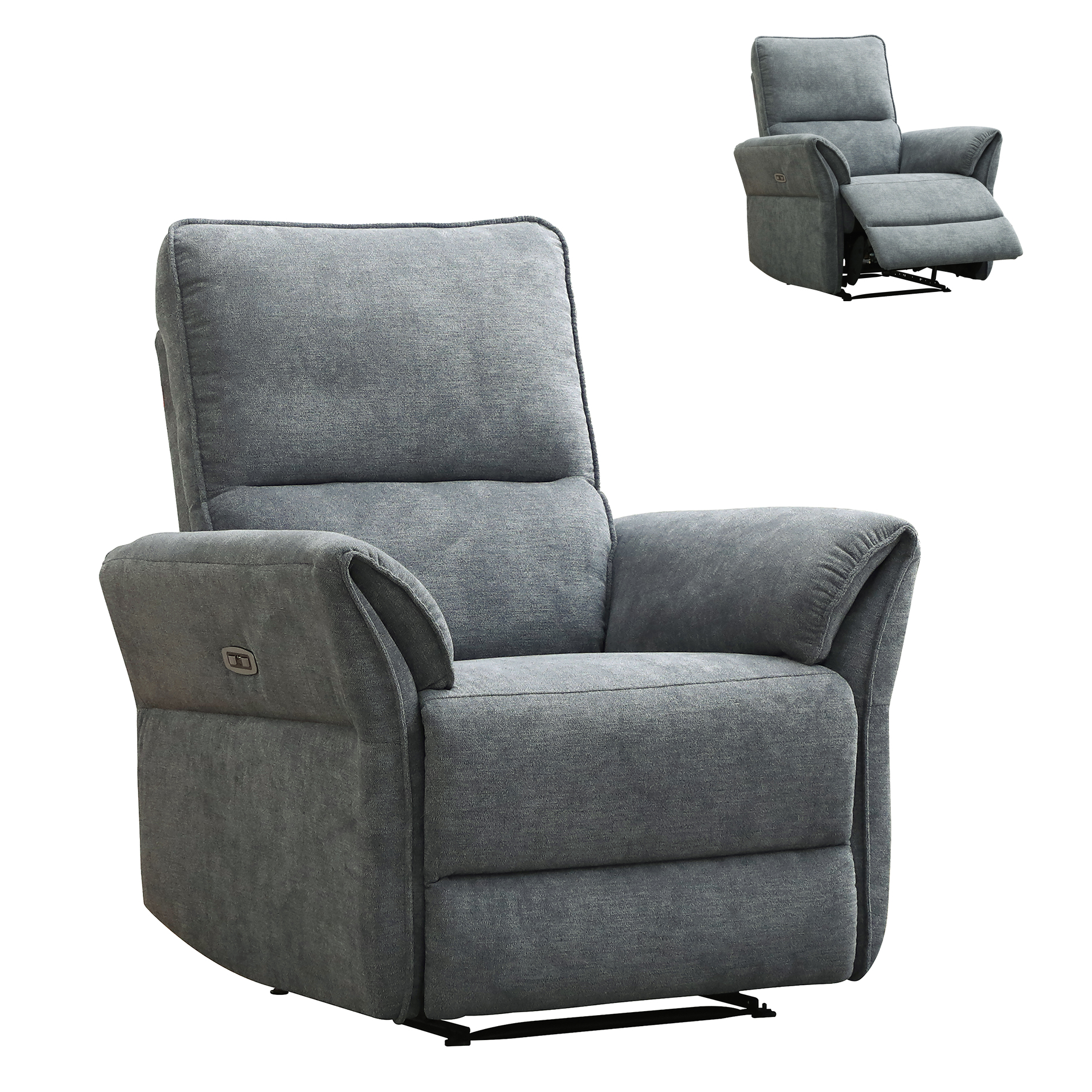 TV-Sessel - grau-blau - Federkern - elektrische Relaxfunktion