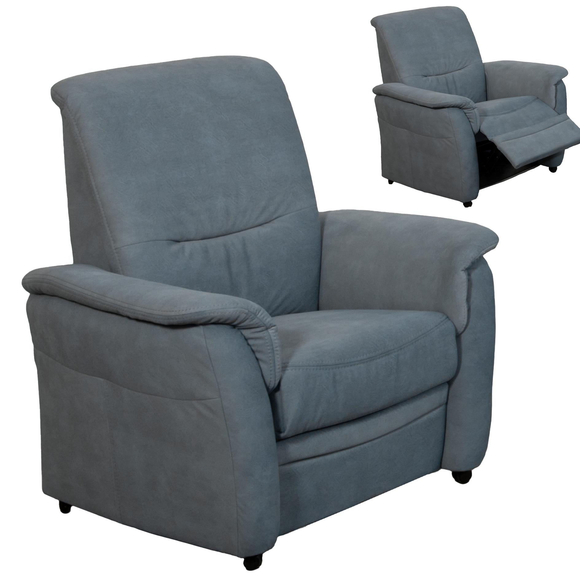 TV-Sessel - middle blue - Microfaser - manuell verstellbar