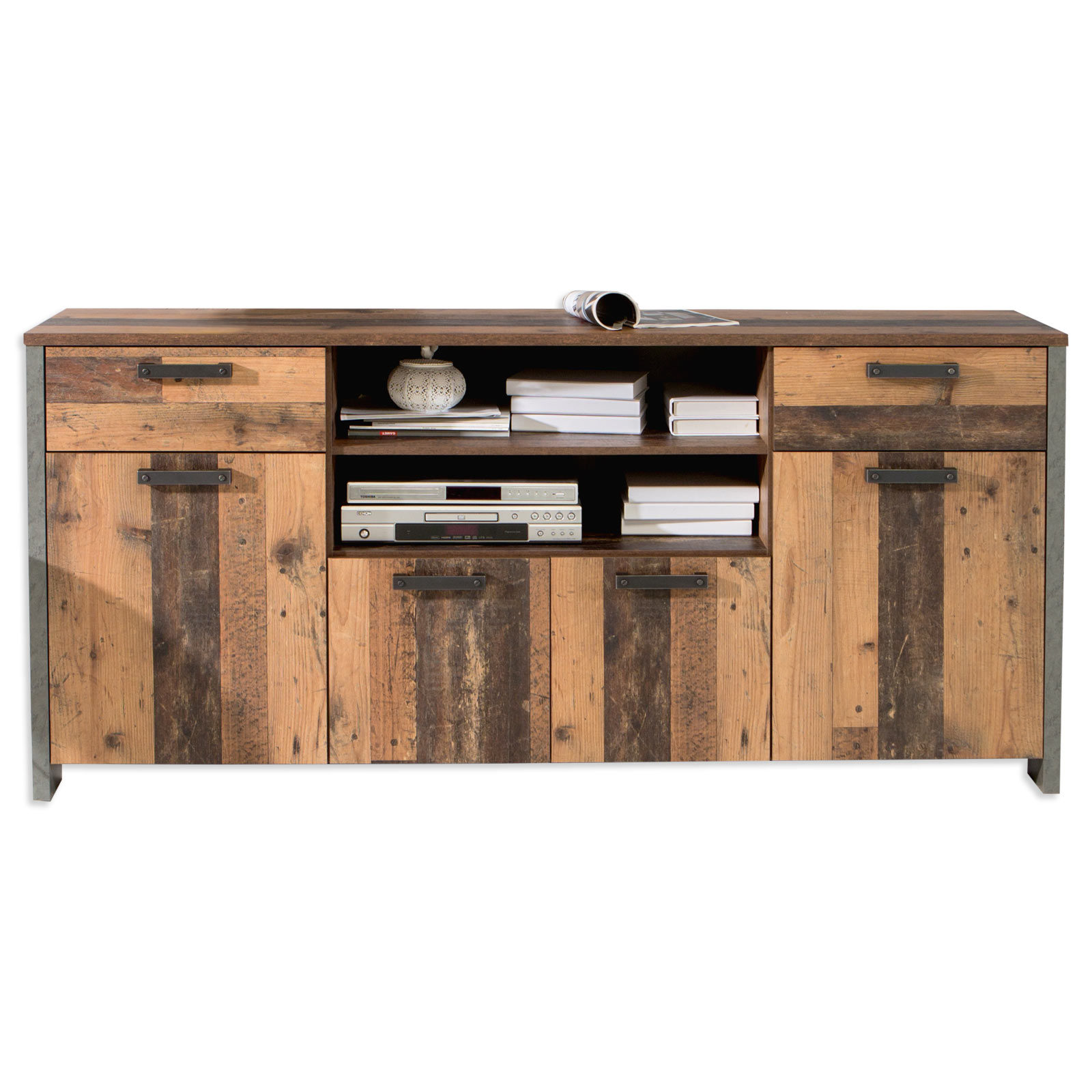 TV-Sideboard - Old Wood Vintage - Beton-Optik - 186 cm