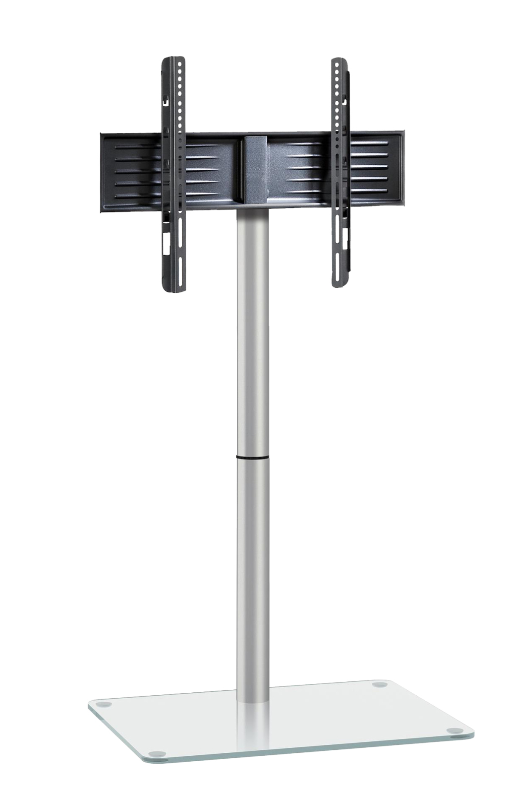 TV-Standfuß Alani - silber - Klarglas