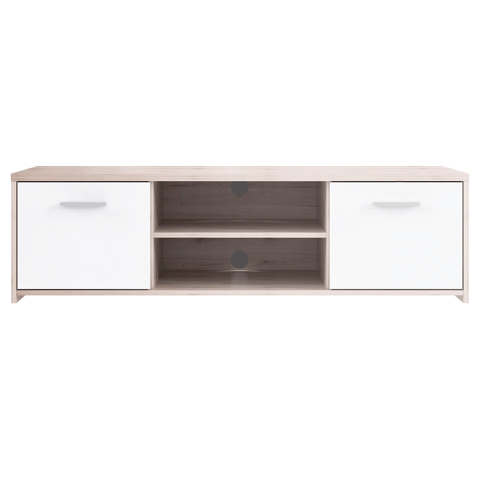 TV-Unterschrank - Sandeiche - weiß - 136 cm breit