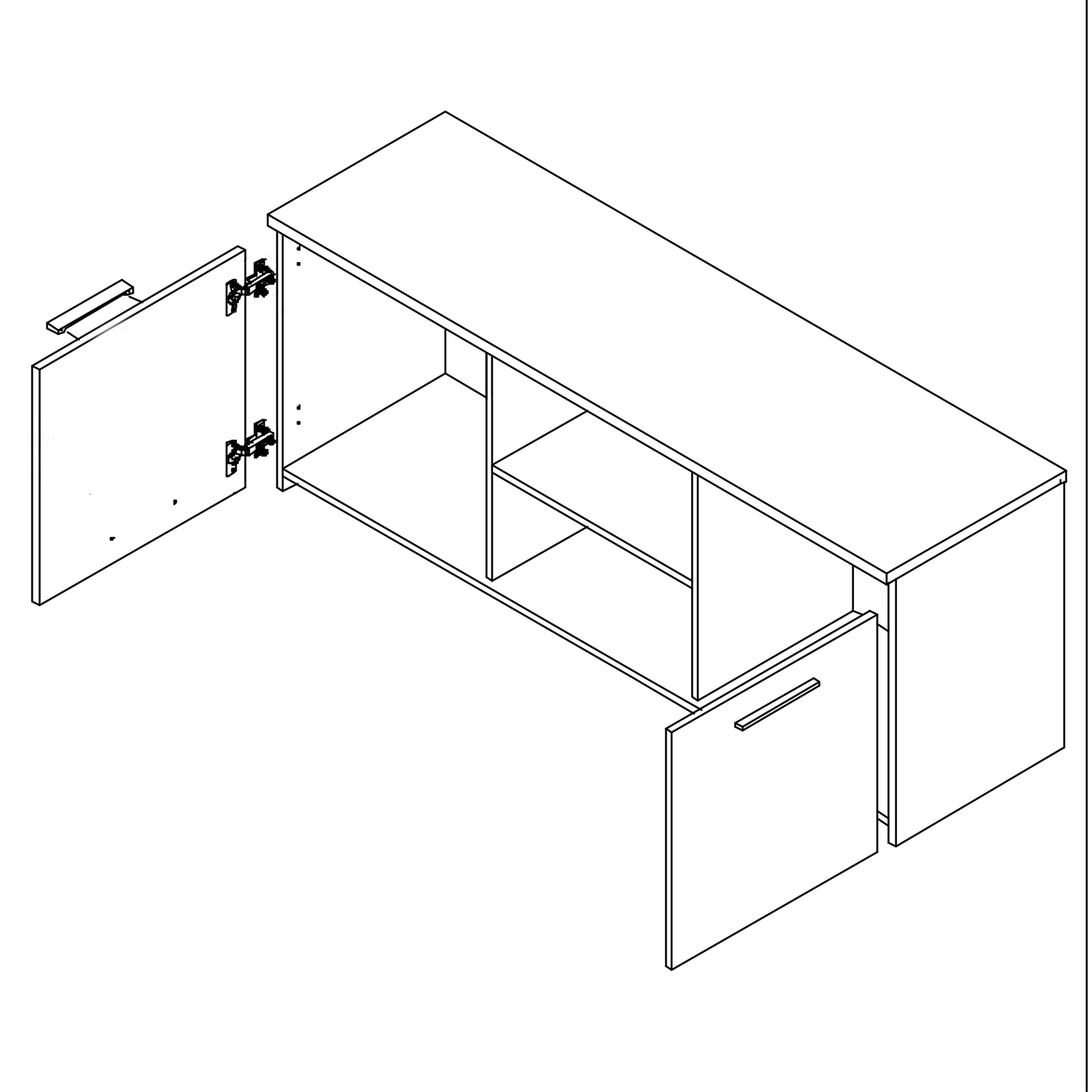 TV-Unterschrank - Sonoma Eiche - weiß - 136 cm breit