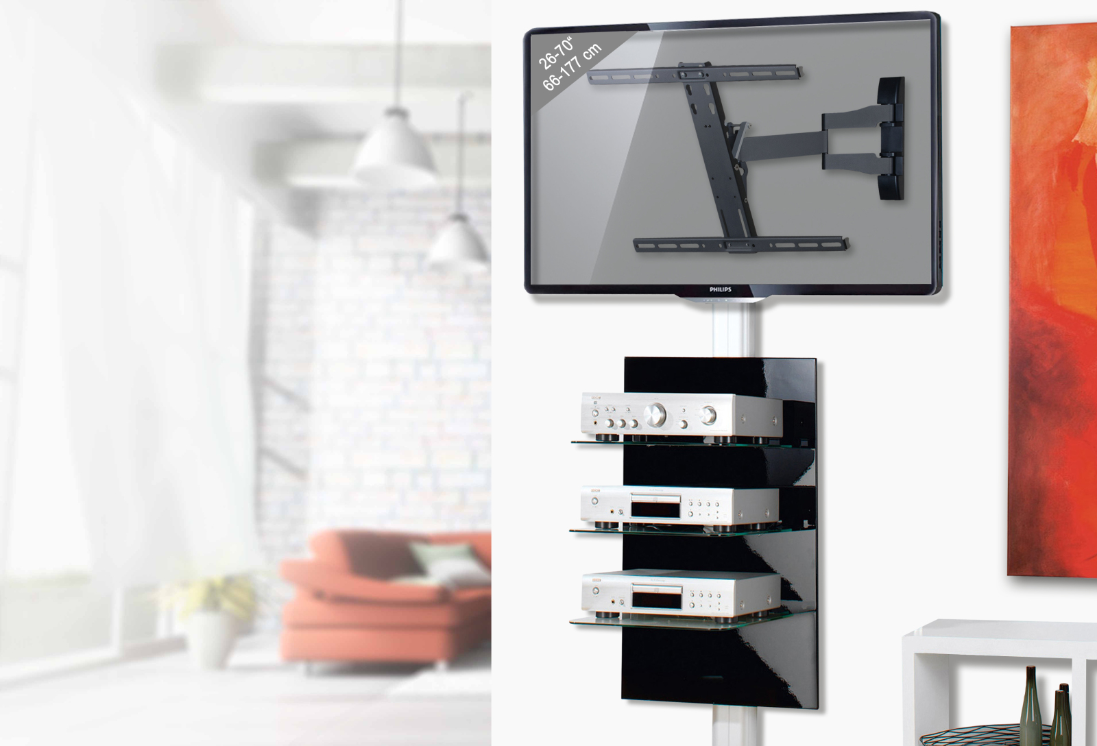 TV-Wandhalterung WS 100 SLIM - schwarz - für 26-70 Zoll