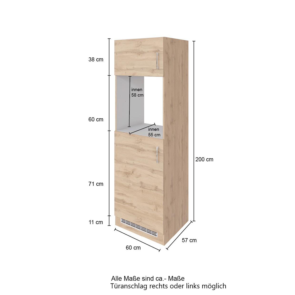 Umbauschrank SORRENTO - Wotan Eiche - grafit - 60 cm