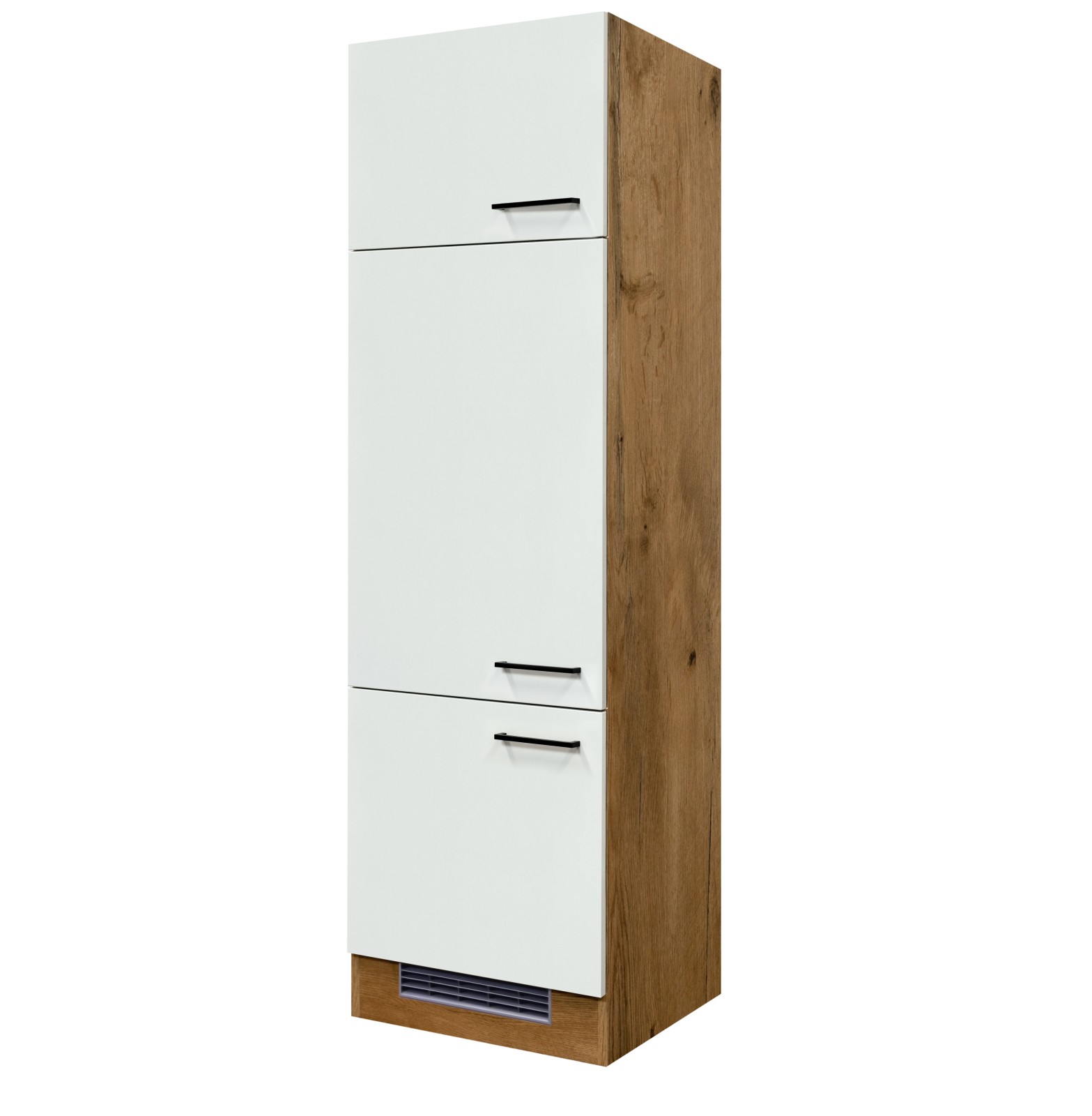 Umbauschrank VINTEA - Magnolia matt - Lancelot Oak - mit Kühlschrank
