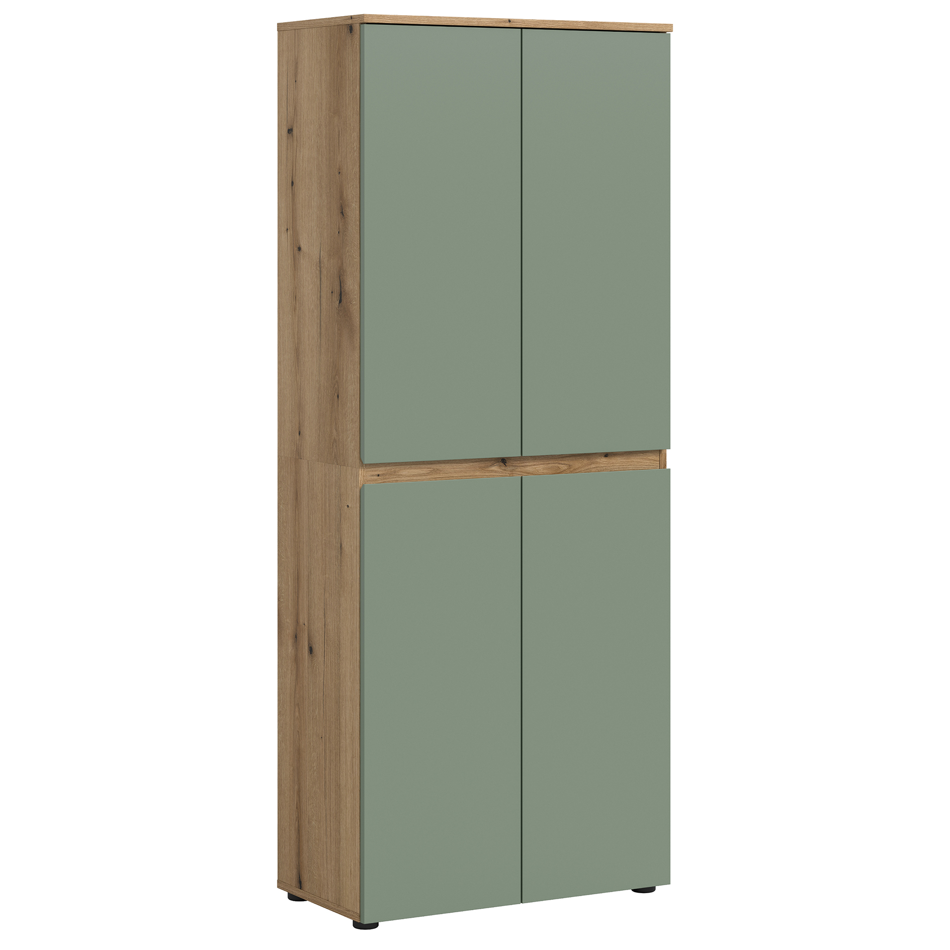 Universalschrank SCARPA - Smoke Green - Evoke Oak - 4 Türen - 70 cm breit