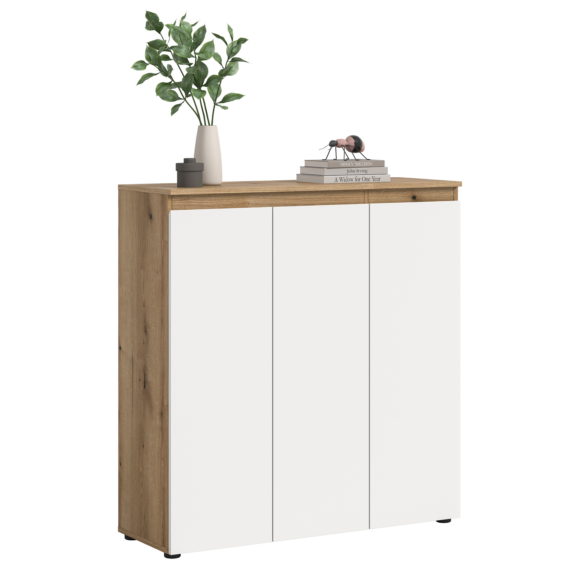 Universalschrank SCARPA - weiß - Evoke Oak - 3 Türen - 105 cm breit