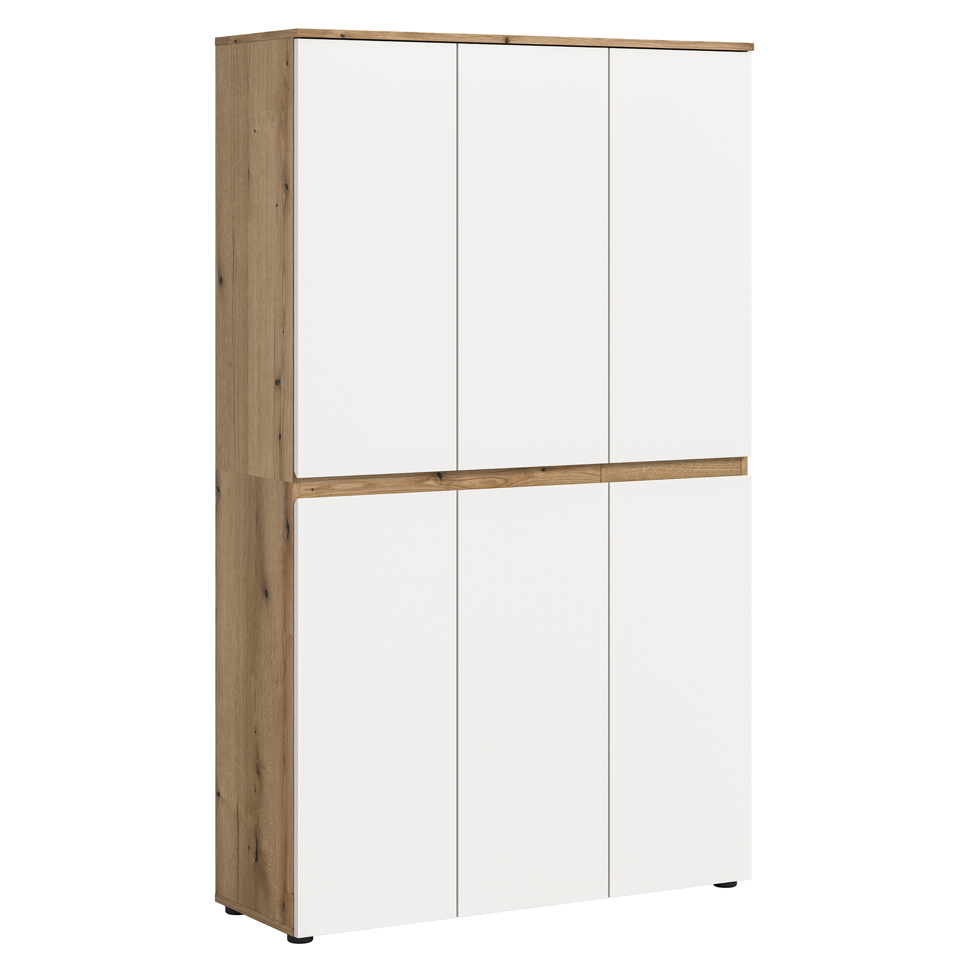Universalschrank SCARPA - weiß - Evoke Oak - 6 Türen - 105 cm breit