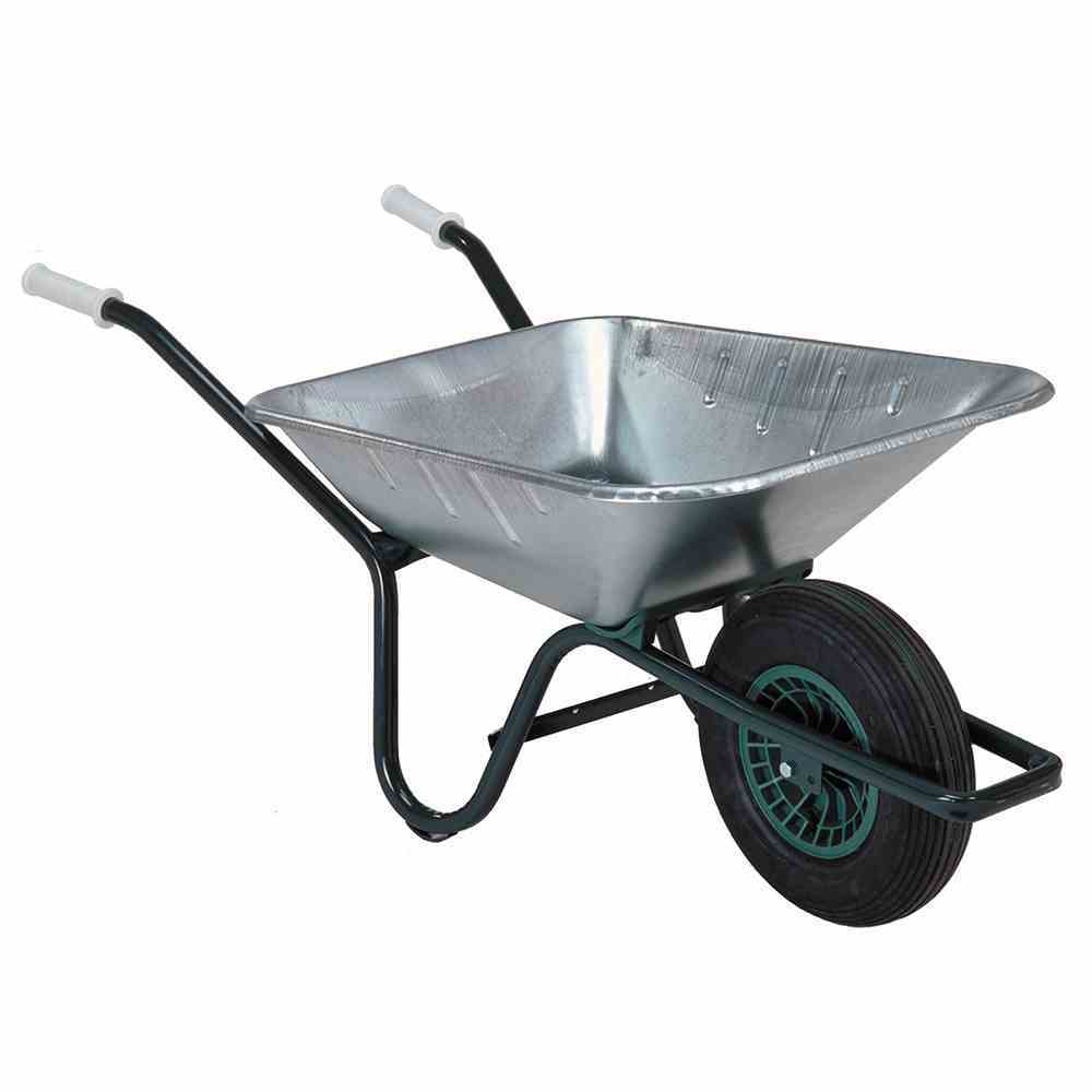 Universalschubkarre - silber-grün - verzinkt - 85 Liter