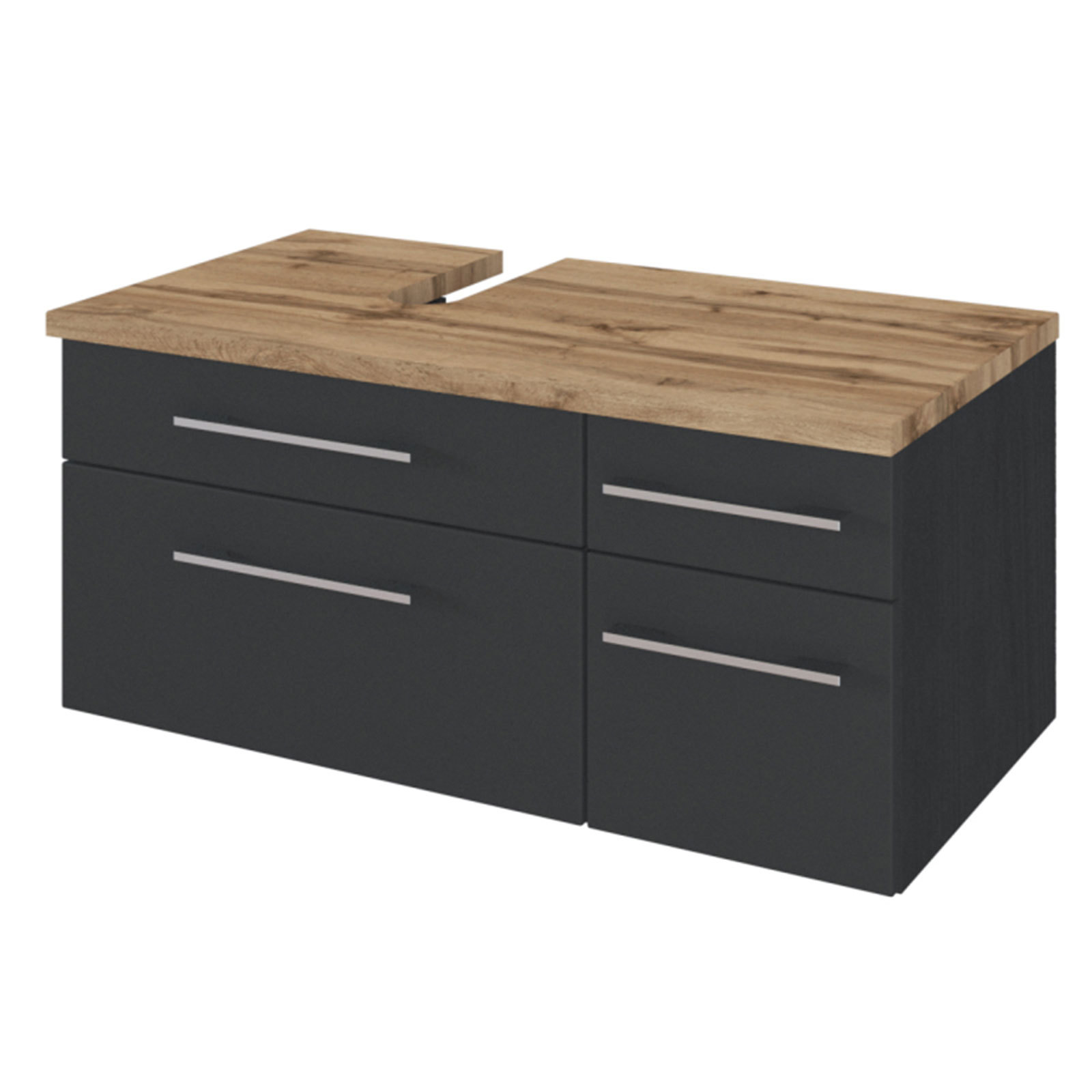 Unterbeckenschrank DAVOS - grafitgrau - Wotaneiche - 90 cm breit - links