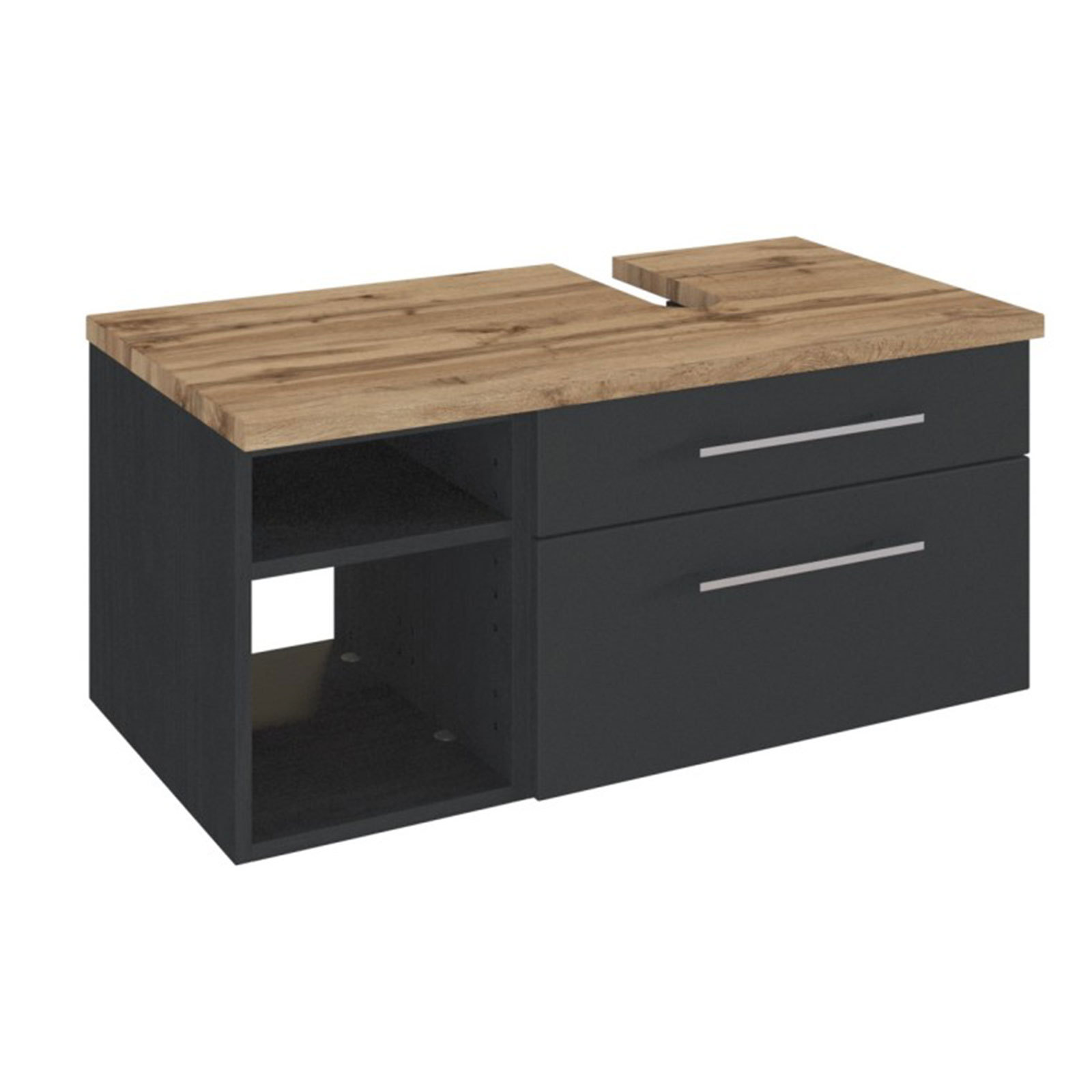 Unterbeckenschrank DAVOS - grafitgrau - Wotaneiche - 90 cm breit