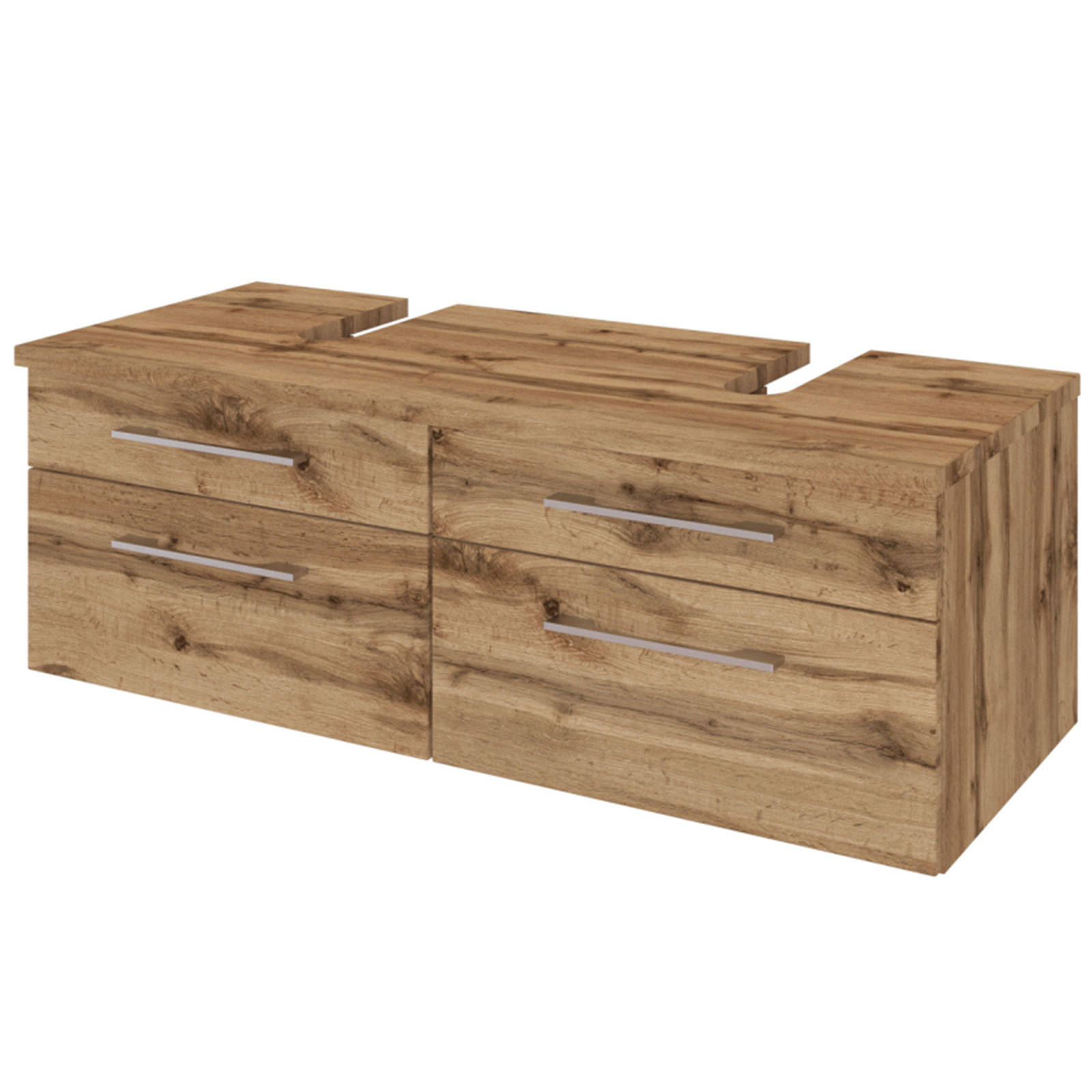 Unterbeckenschrank DAVOS - Wotaneiche - 120 cm breit - für 2 Becken