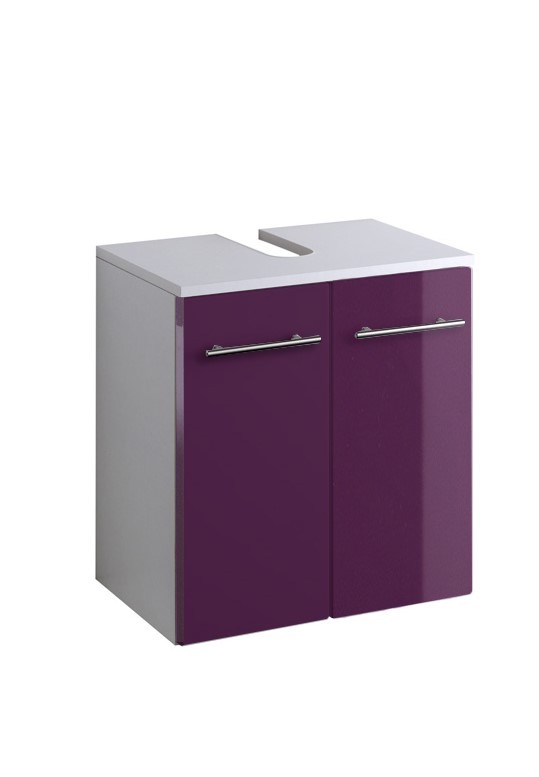 Unterbeckenschrank PARMA - aubergine Hochglanz - weiß - 50 cm