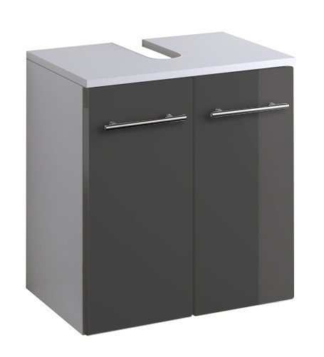 Unterbeckenschrank PARMA - grau Hochglanz - weiß - 50 cm