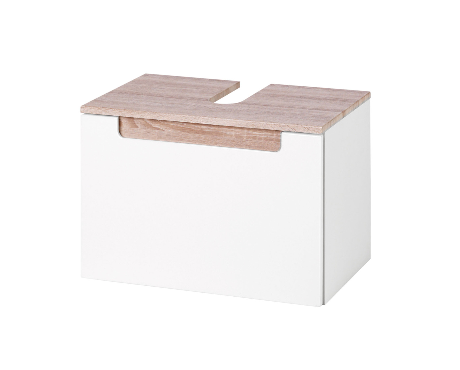 Unterbeckenschrank SIENA - weiß Hochglanz - Eiche Sonoma - 60 cm