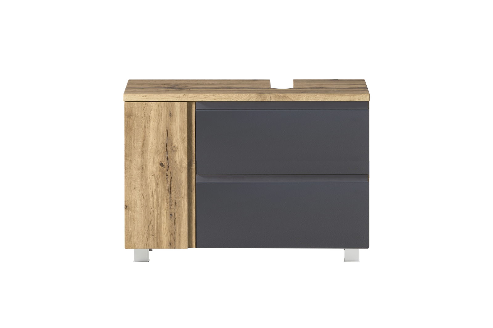 Unterbeckenschrank - Wotaneiche - grau matt - Tür links - 85 cm