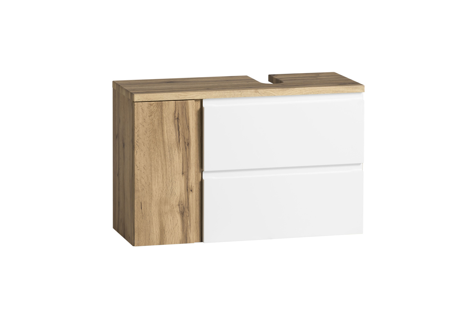 Unterbeckenschrank - Wotaneiche - weiß matt - Tür links - 85 cm