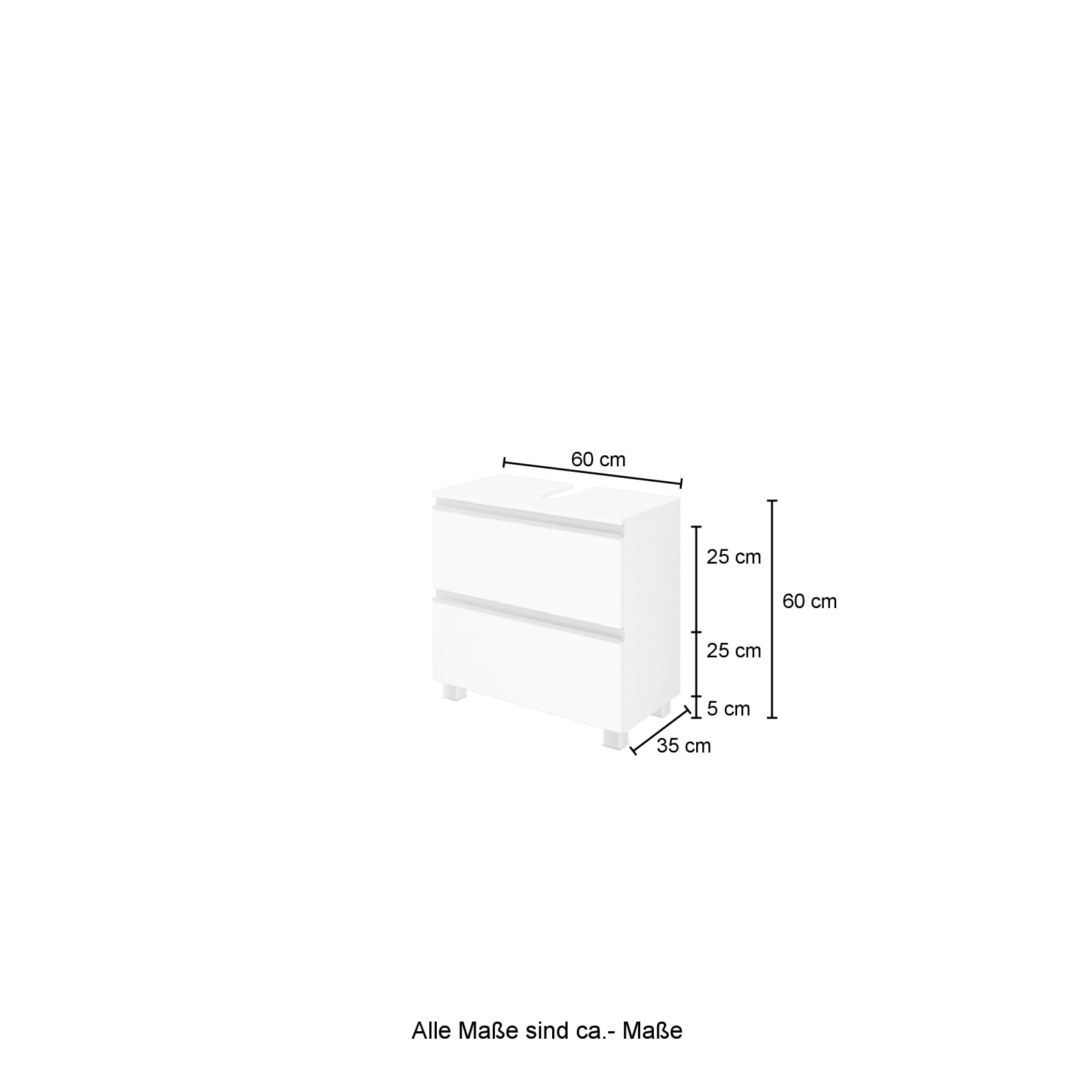 Unterbeckenunterschrank AREZZO - graphitgrau-Eiche rauchsilber - 60 cm