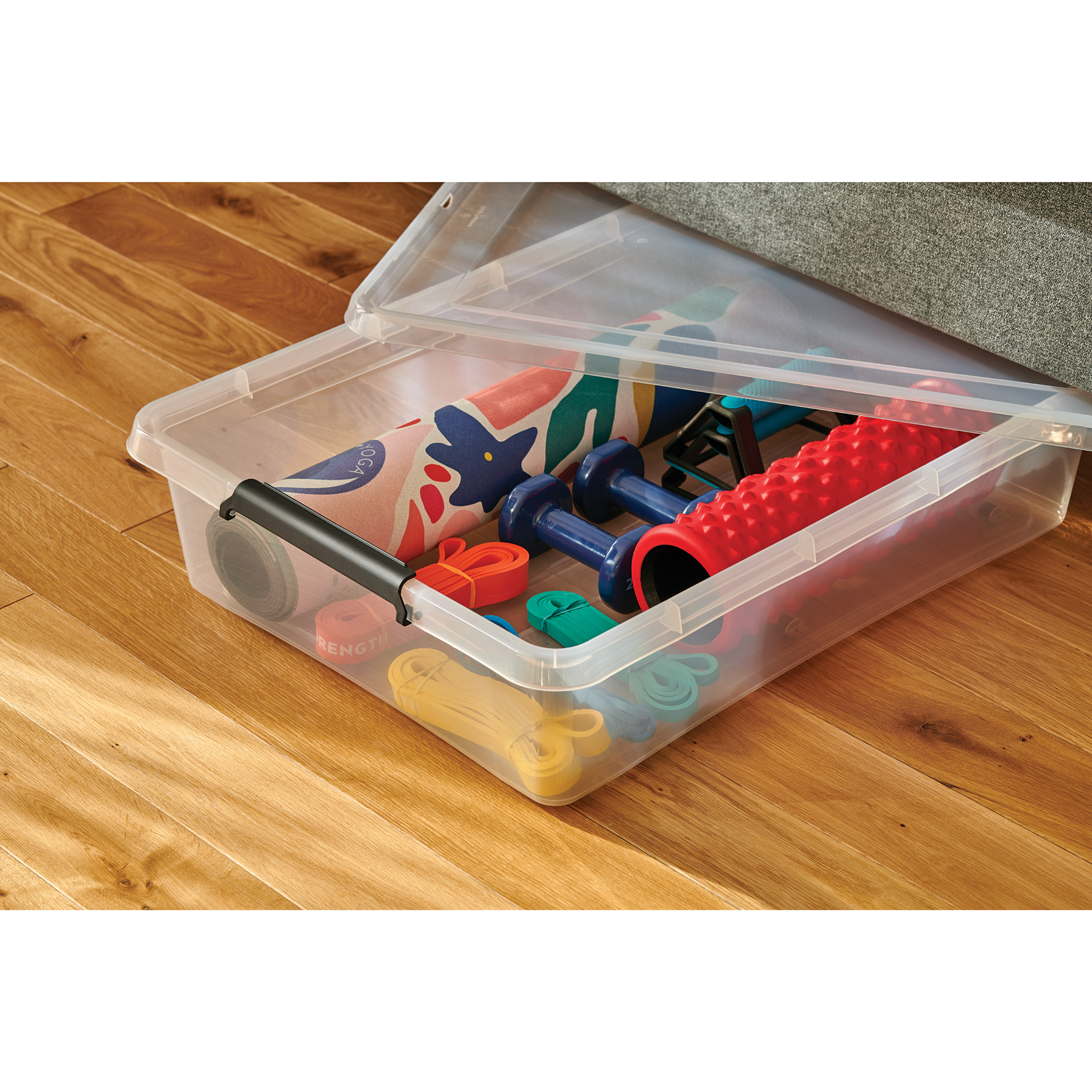 Unterbettkommode - transparent - rollbar - 61 Liter