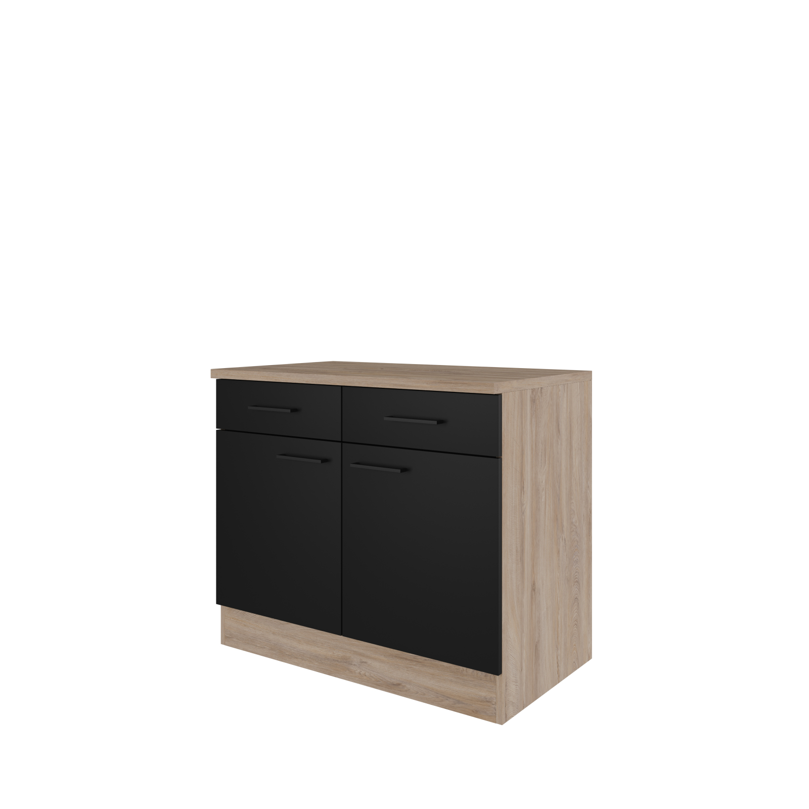 Unterschrank CAPRI - Touch schwarz - Endgrain Oak - 100 cm