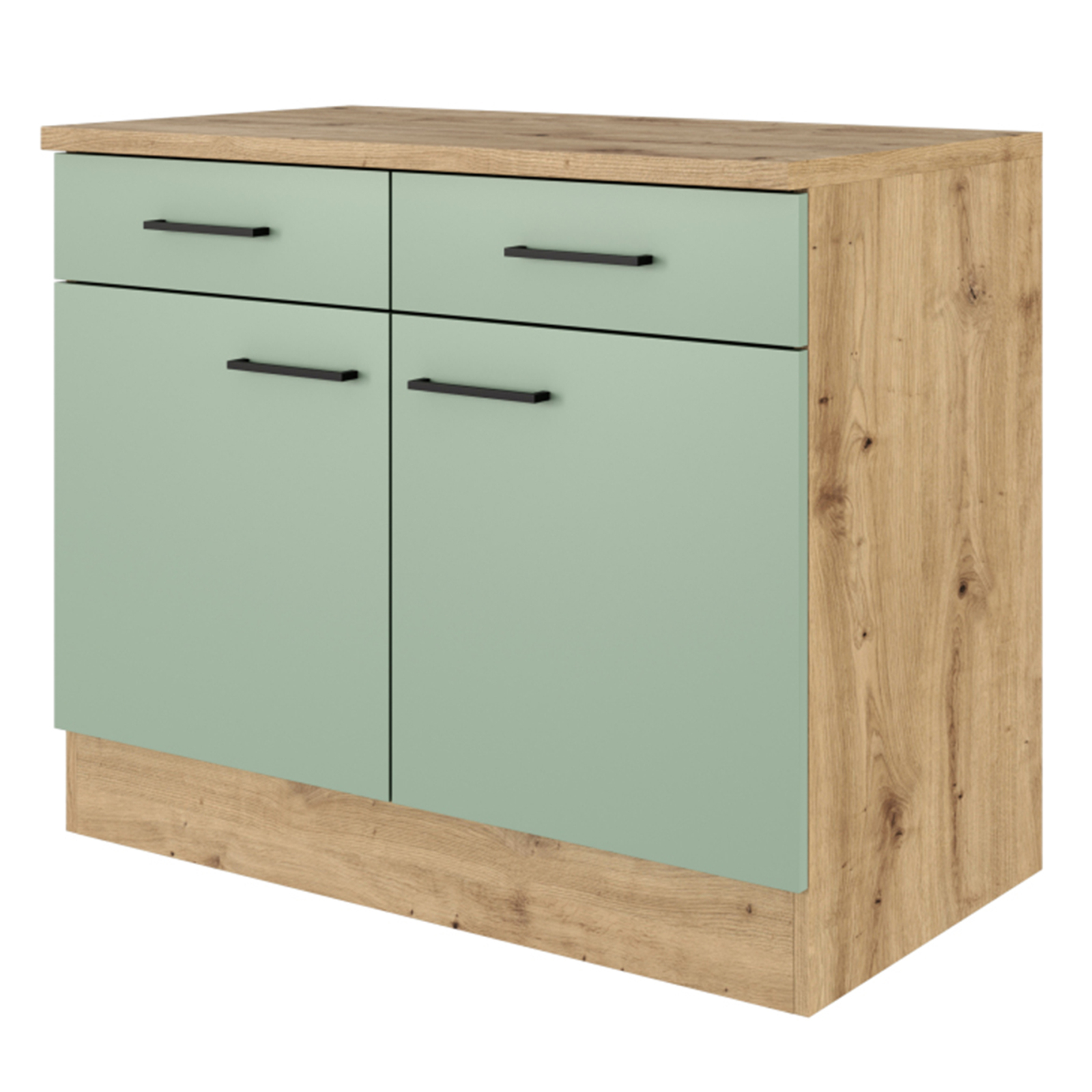 Unterschrank CARA - schilfgrün - Artisan Eiche - 100 cm