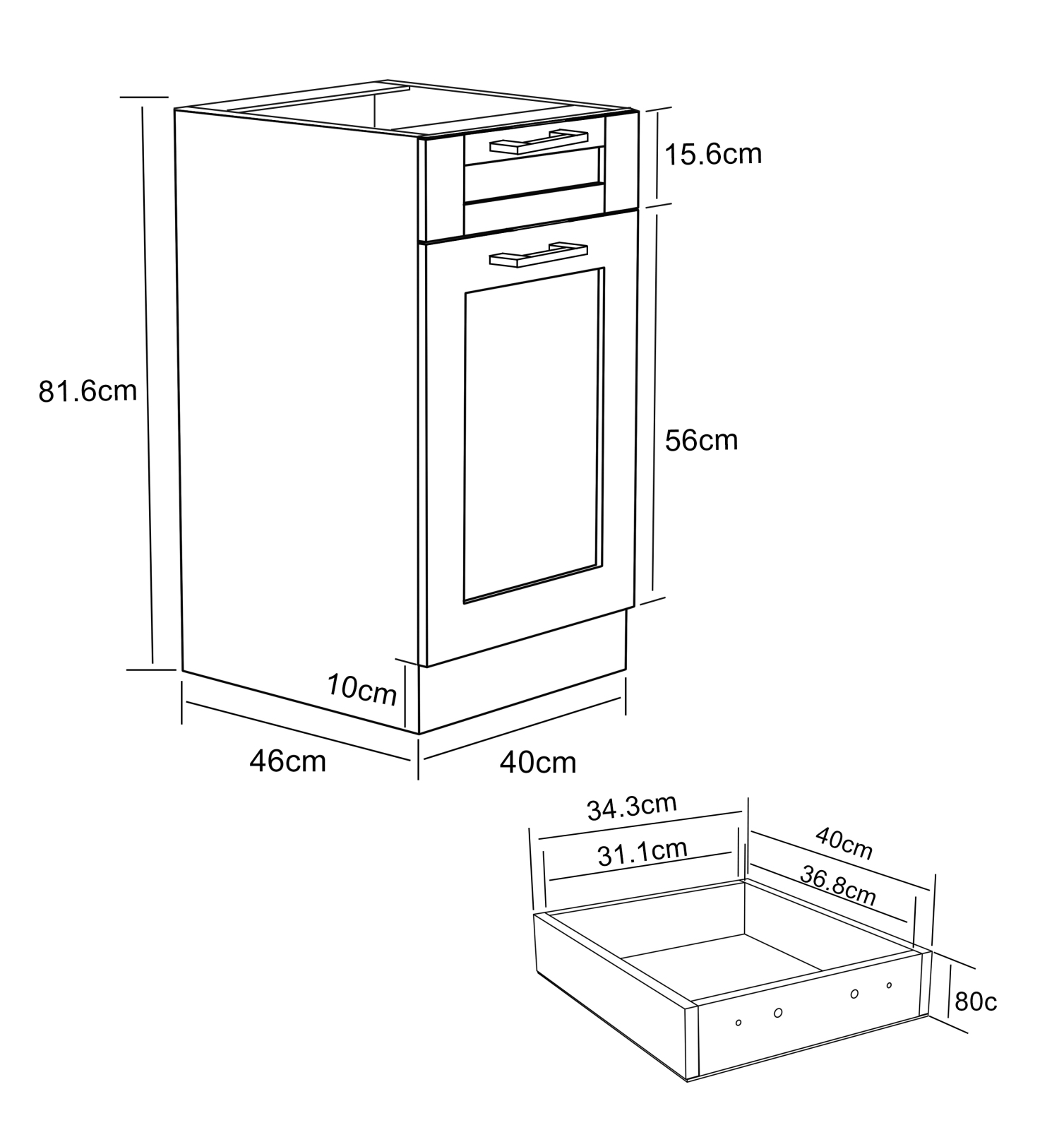 Unterschrank COLURA - weiß-anthrazit - 40 cm