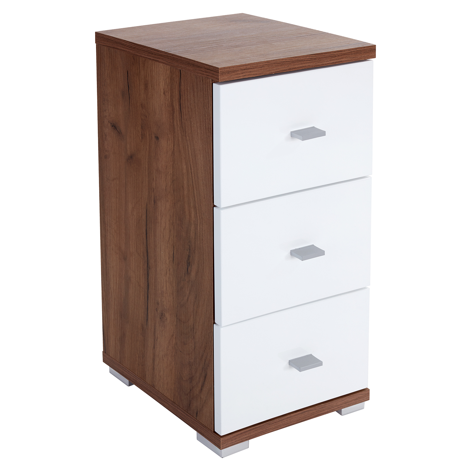 Unterschrank - Eiche Kraft dunkel - weiß Hochglanz - 35 cm