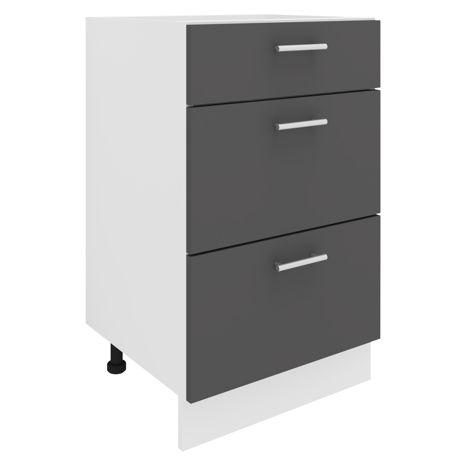 Unterschrank ESILO - anthrazit - weiß - 3 Schubkästen - 50 cm